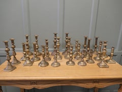 Collection of 27 Brass Candle Sticks, Pub Decor, Theatre Props