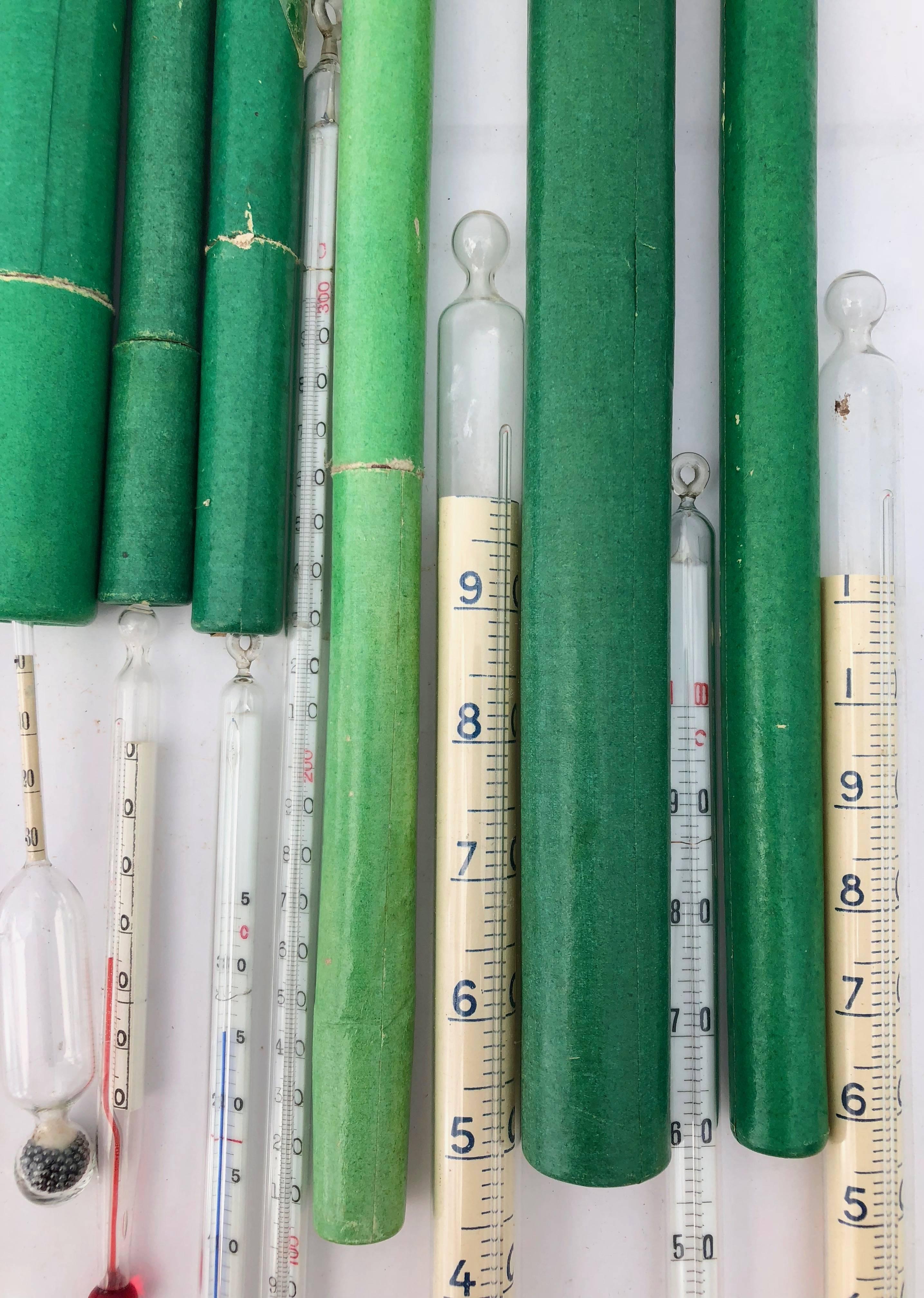 Collection of 27 French Thermometers and Densimeters, 1950s For Sale 1