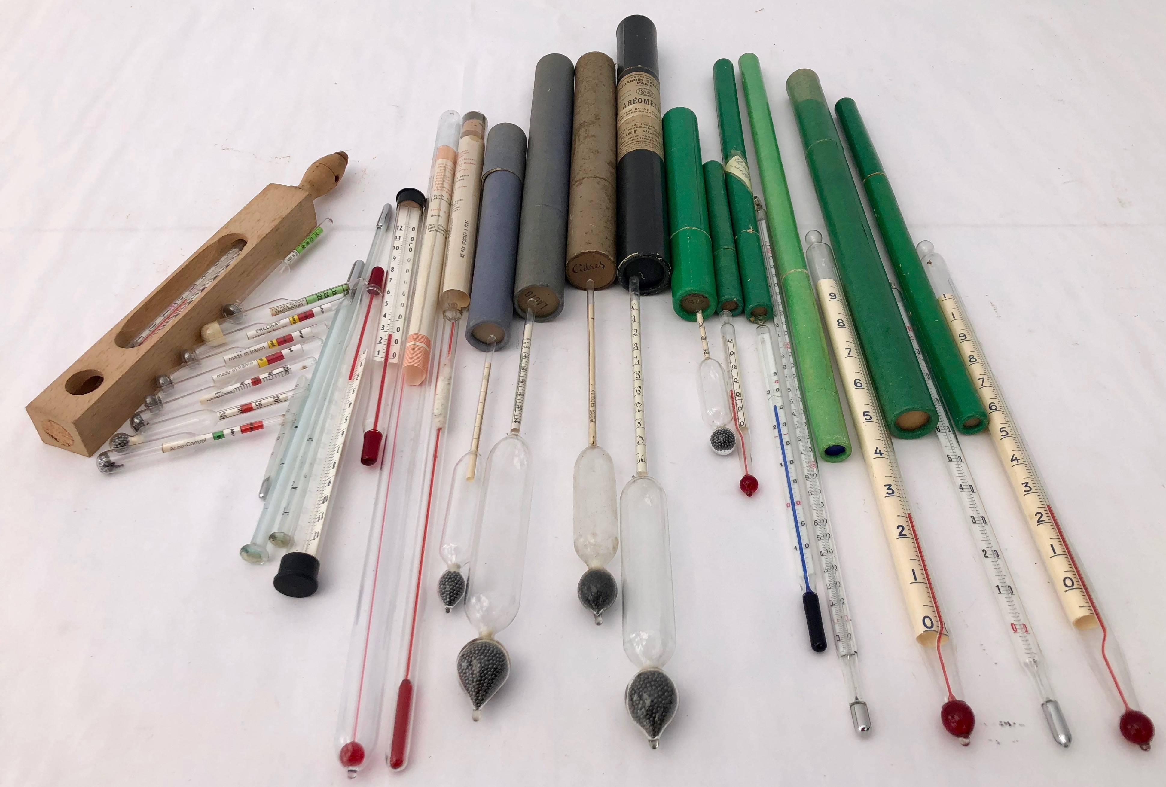 Collection of 27 French Thermometers and Densimeters, 1950s For Sale 3