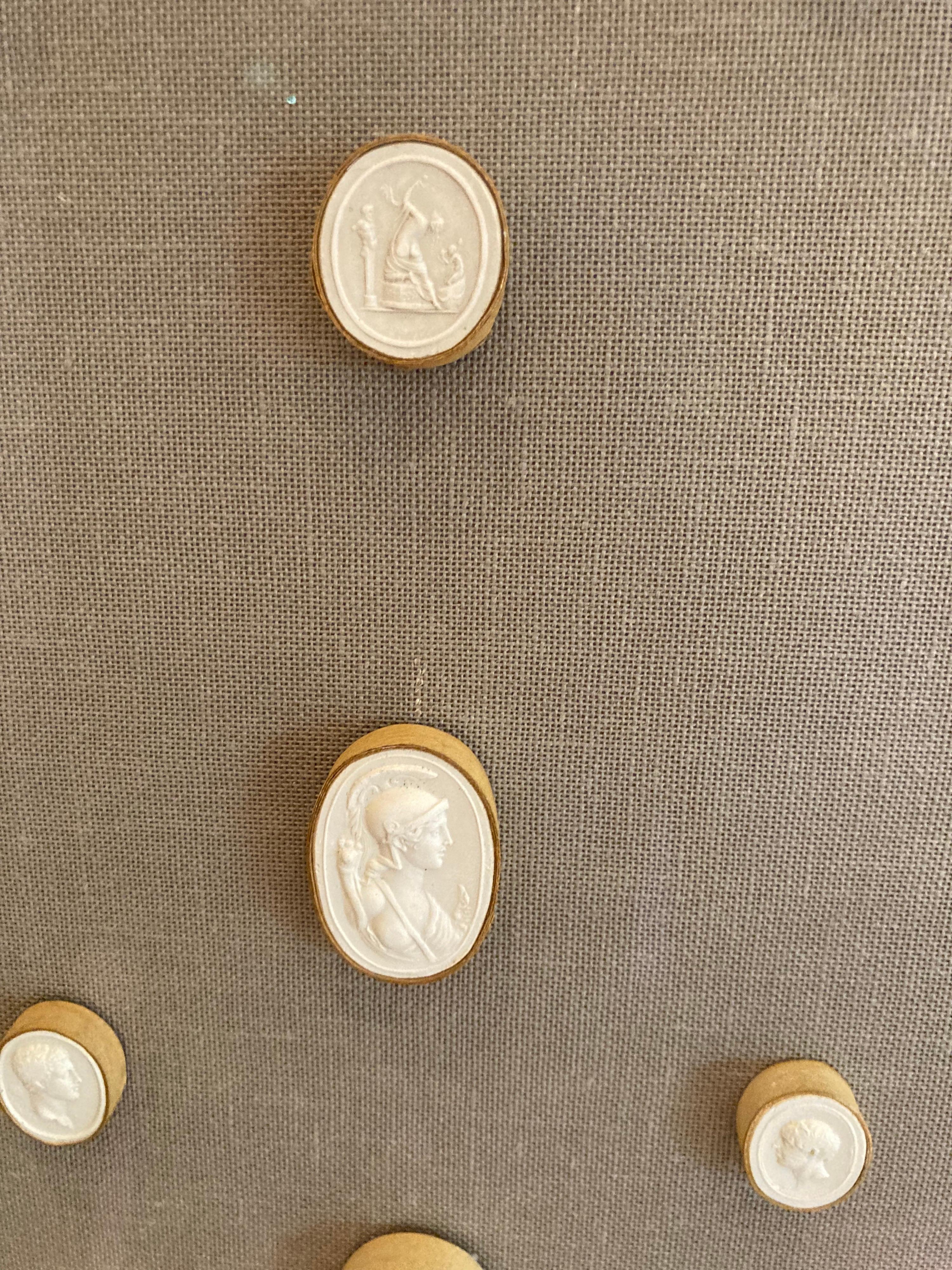 Linen Collection of 29 19th Century Plaster Intaglios For Sale
