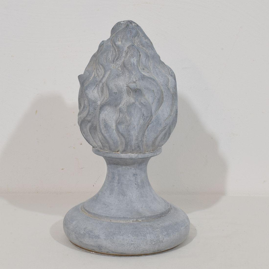 Collection of 3, 19th Century French Zinc Flame Roof Finials For Sale 6