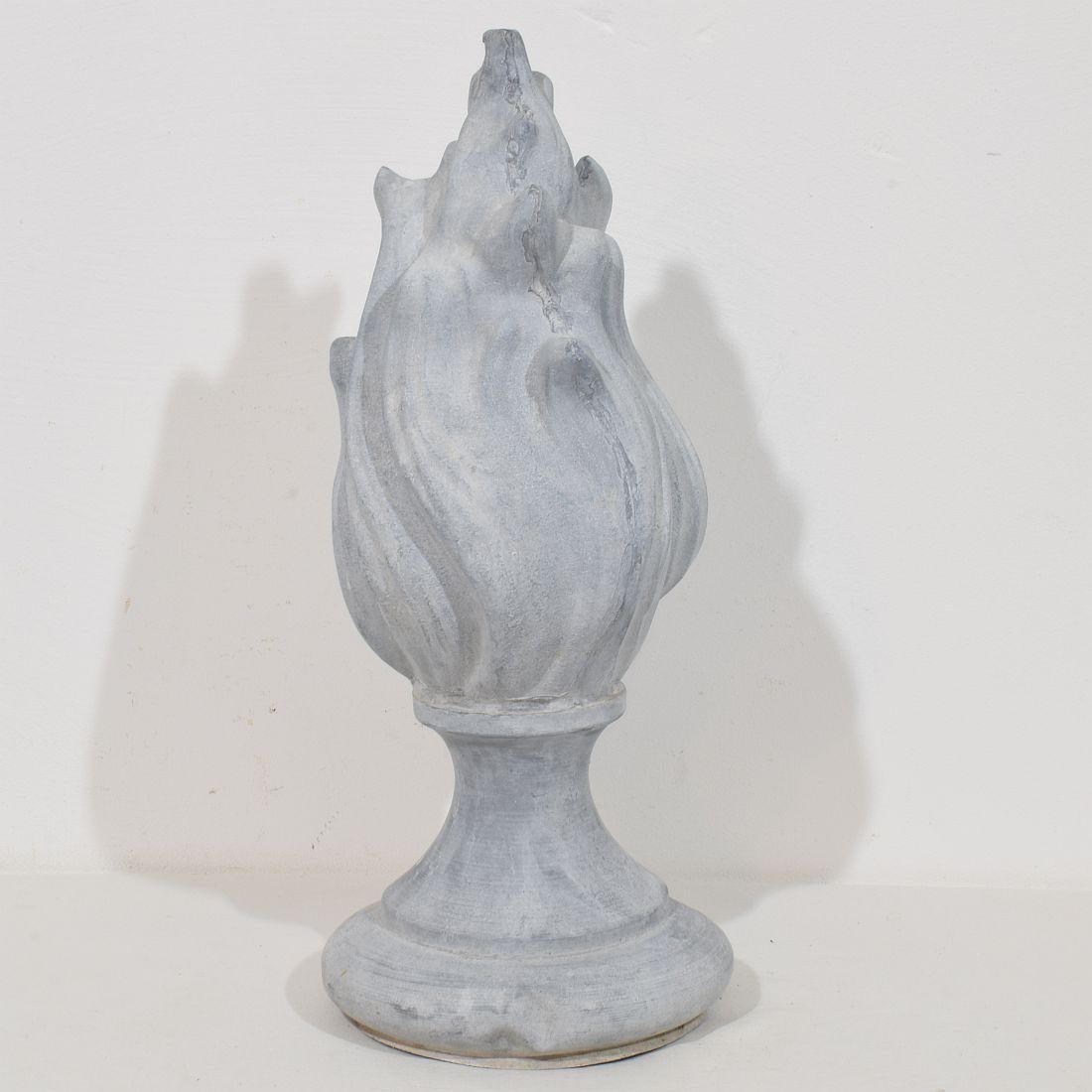 Collection of 3, 19th Century French Zinc Flame Roof Finials For Sale 1