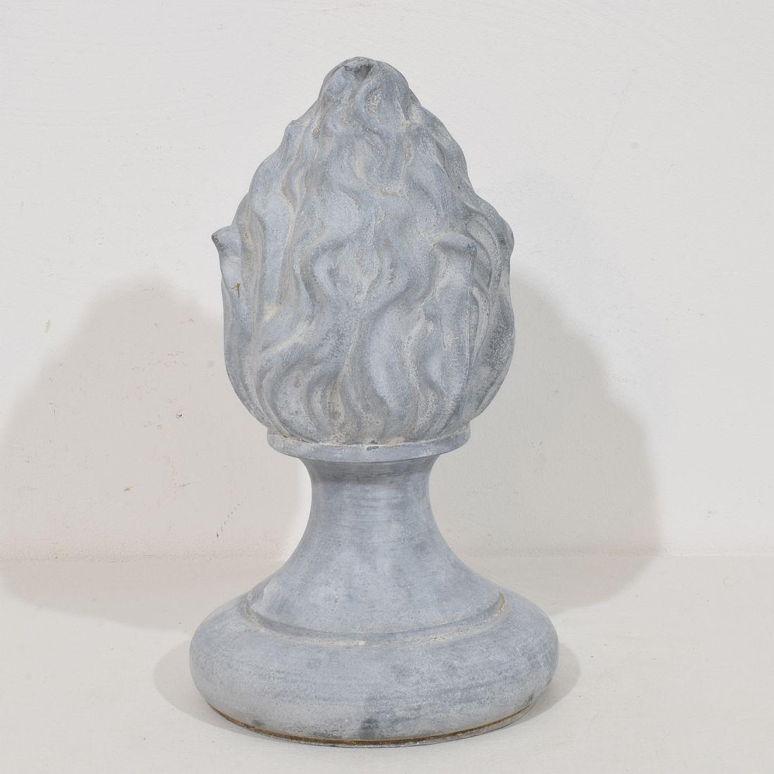 Collection of 3, 19th Century French Zinc Flame Roof Finials For Sale 4