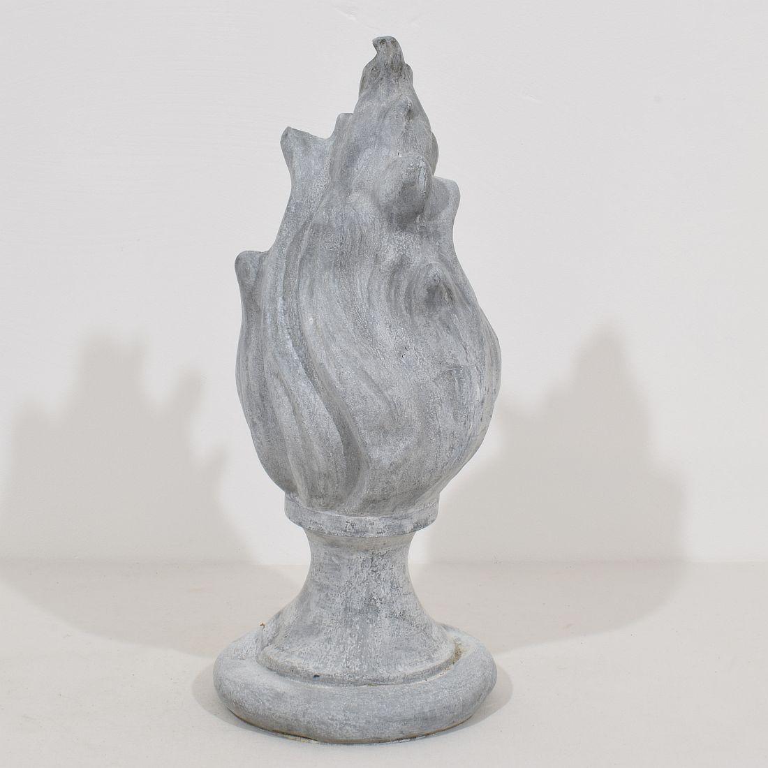 Hand-Crafted Collection of 3, 19th Century French Zinc Flame Roof Finials