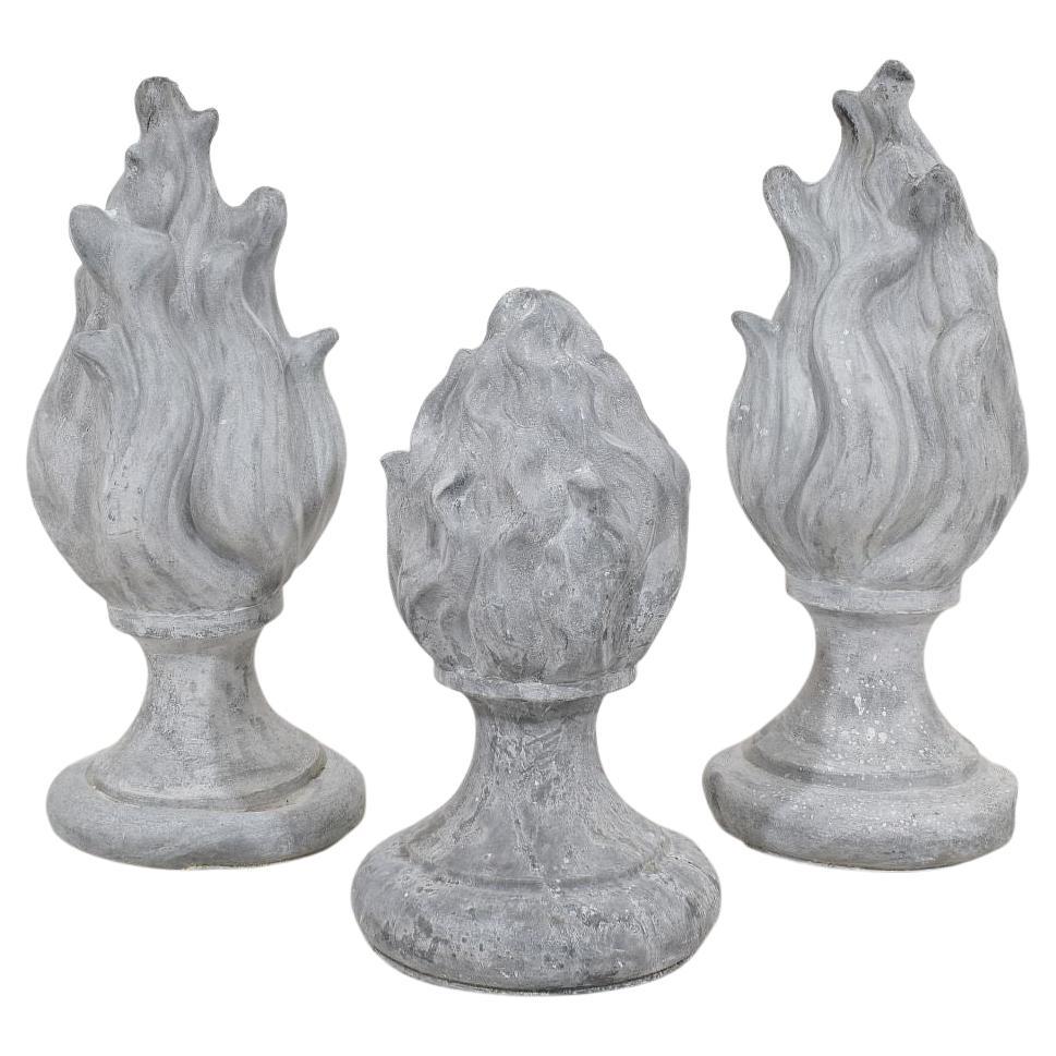 Collection of 3, 19th Century French Zinc Flame Roof Finials