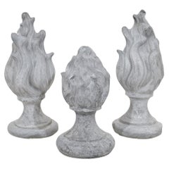 Collection of 3, 19th Century French Zinc Flame Roof Finials