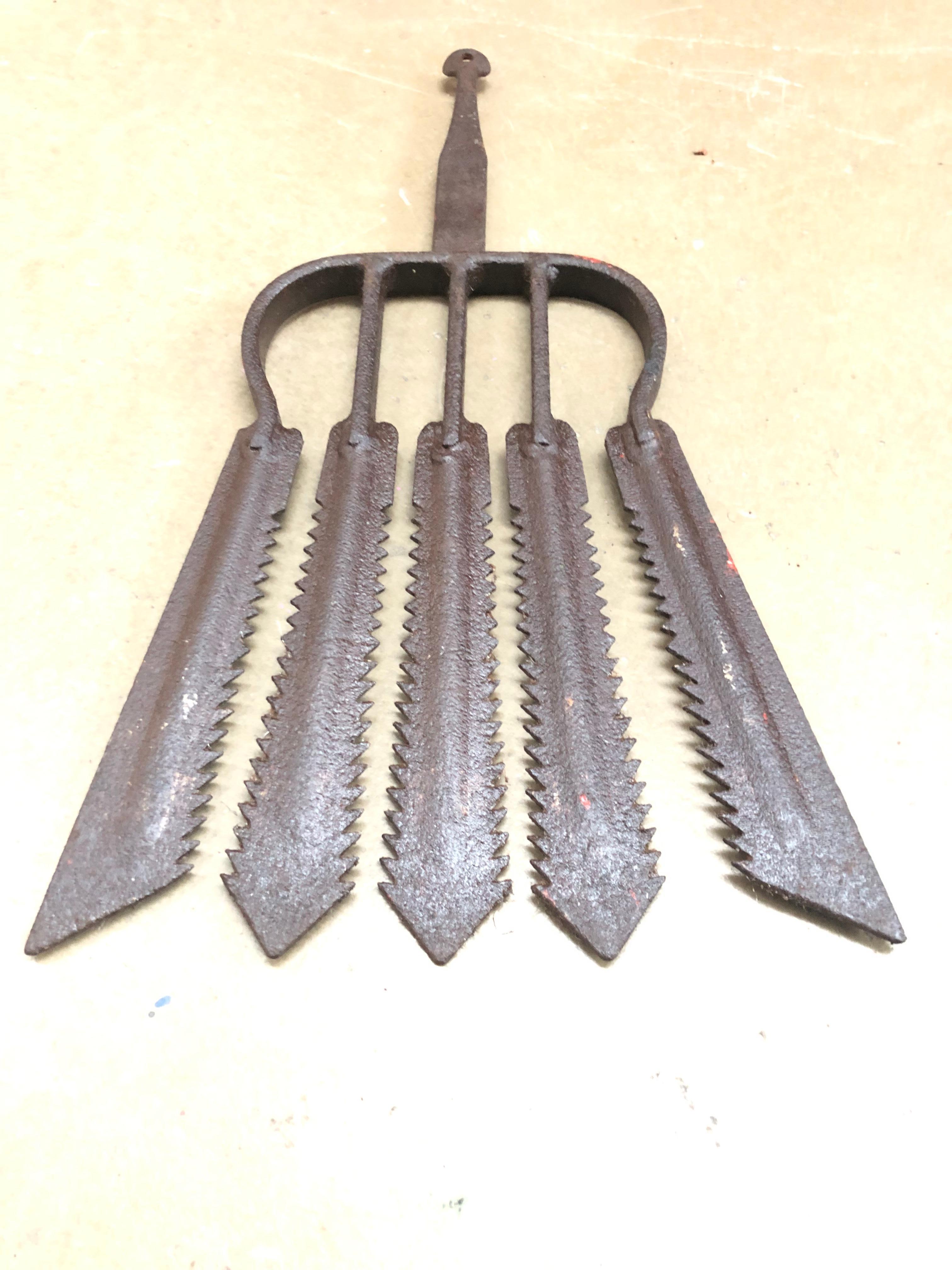 Collection of 3 Antique Wrought Iron Eel Forks 2