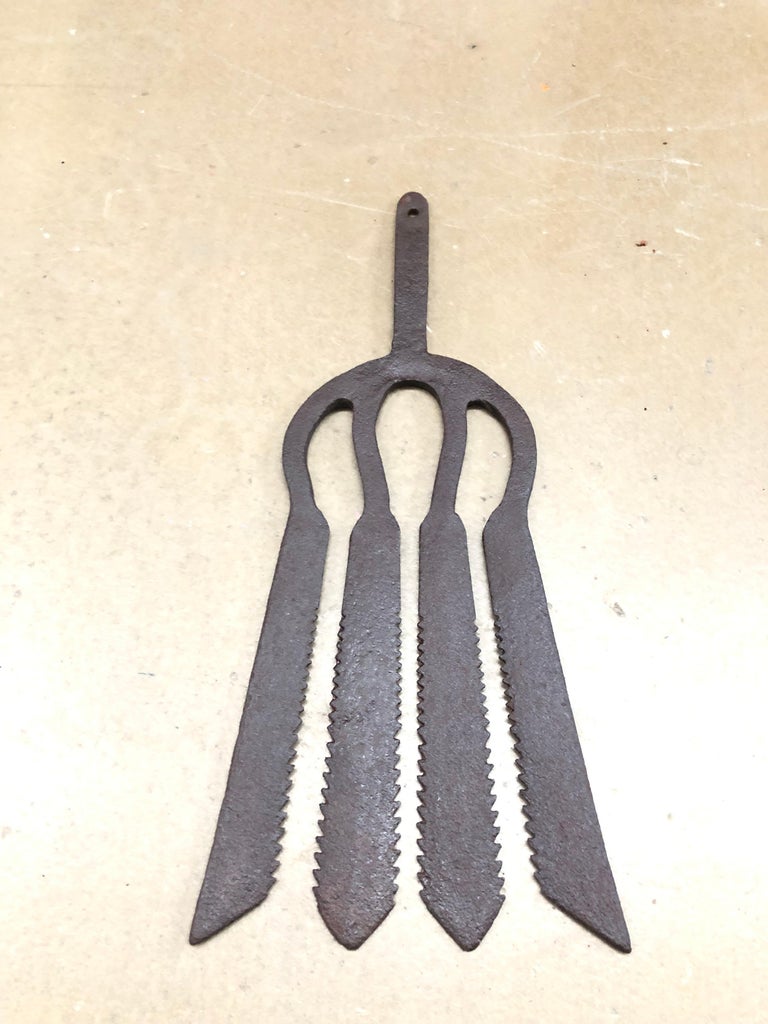 Collection of 3 Antique Wrought Iron Eel Forks For Sale at 1stDibs