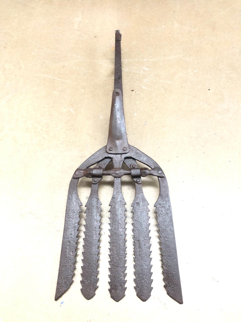 Collection of 3 Antique Wrought Iron Eel Forks For Sale at 1stDibs