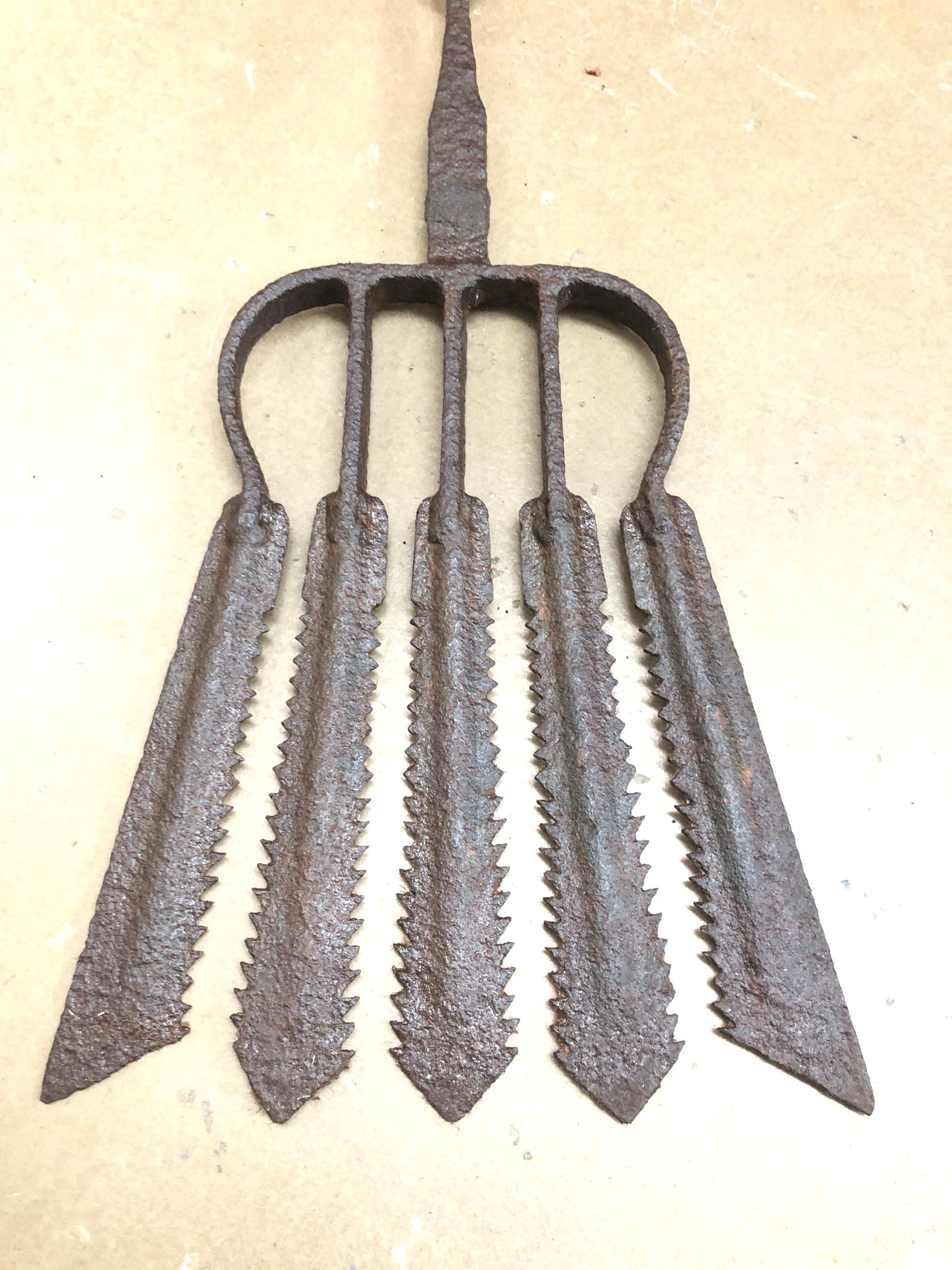 Collection of 3 Antique Wrought Iron Eel Forks For Sale at 1stDibs