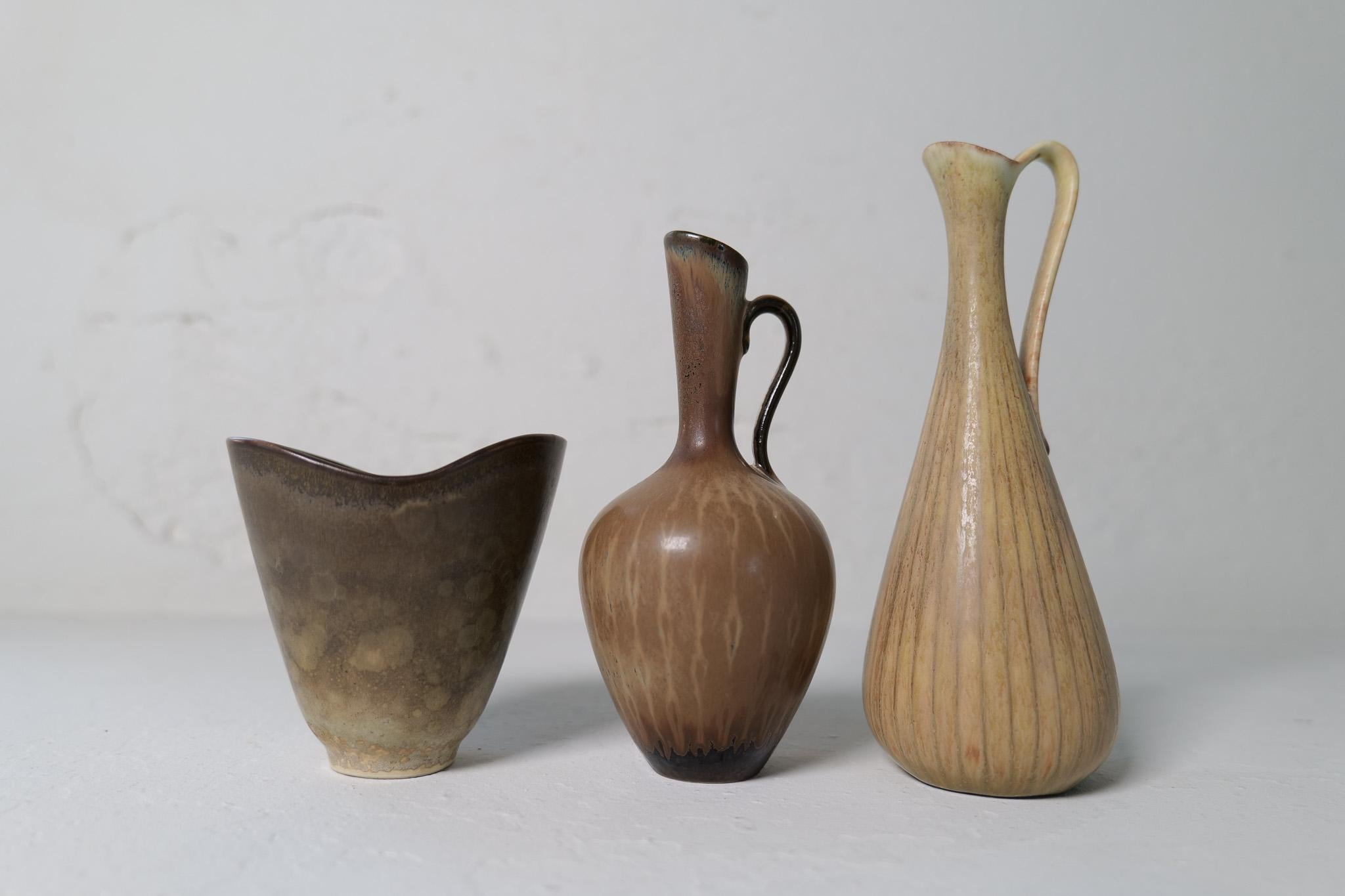 Colección de 3 Vasos de Cerámica de Gunnar Nylund Rörstrand Suecia, años 50 en venta 3