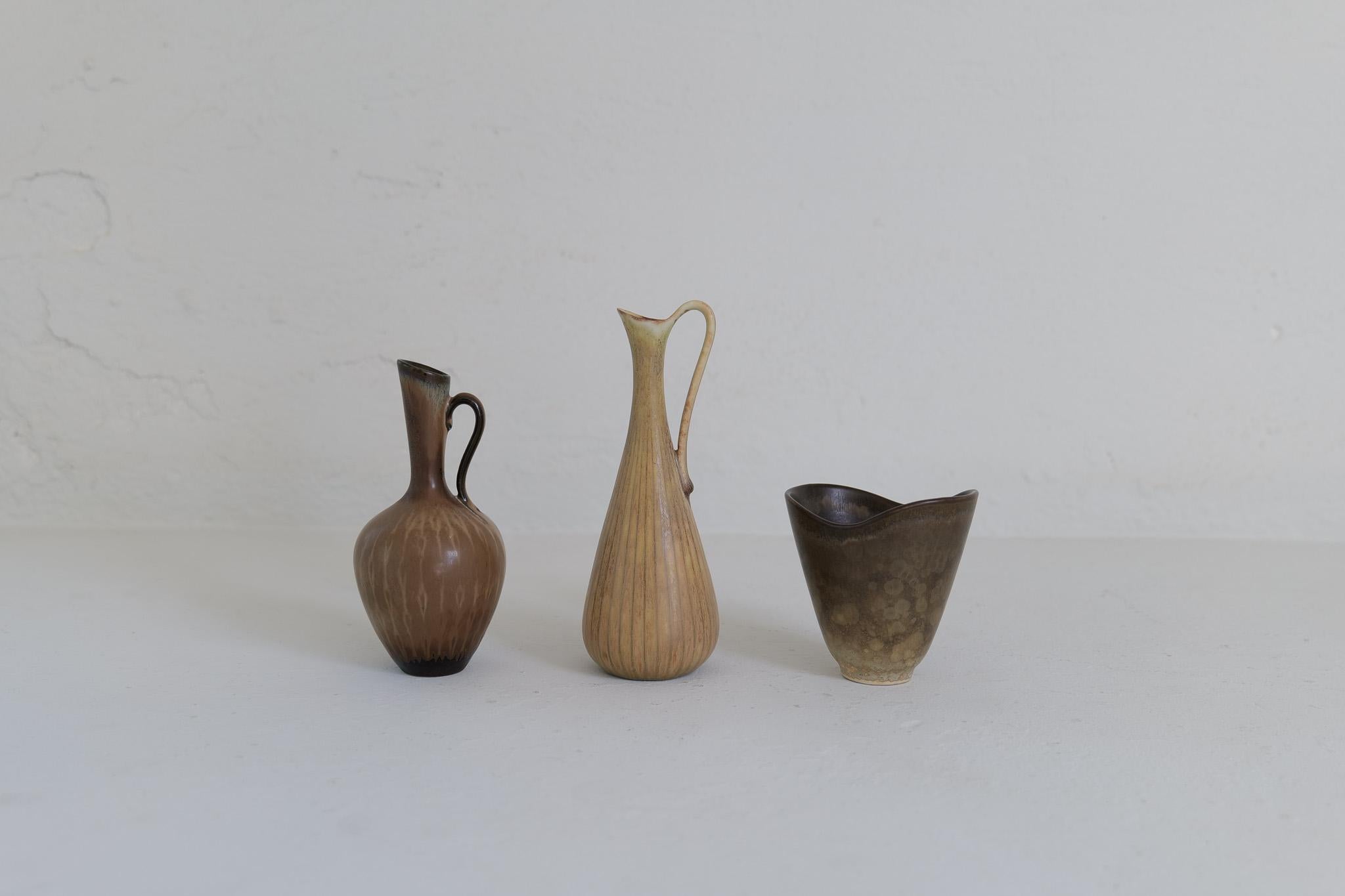 Colección de 3 Vasos de Cerámica de Gunnar Nylund Rörstrand Suecia, años 50 en venta 4