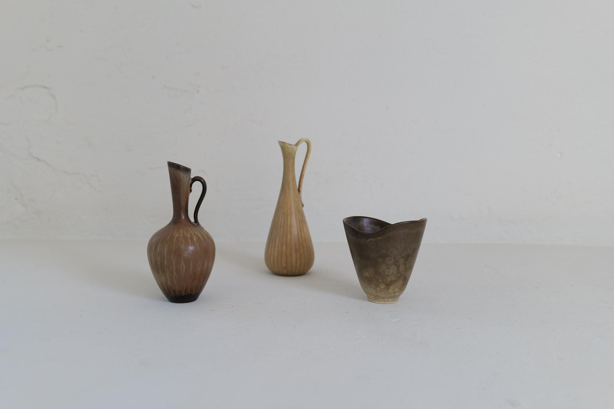Colección de 3 Vasos de Cerámica de Gunnar Nylund Rörstrand Suecia, años 50 en venta 5