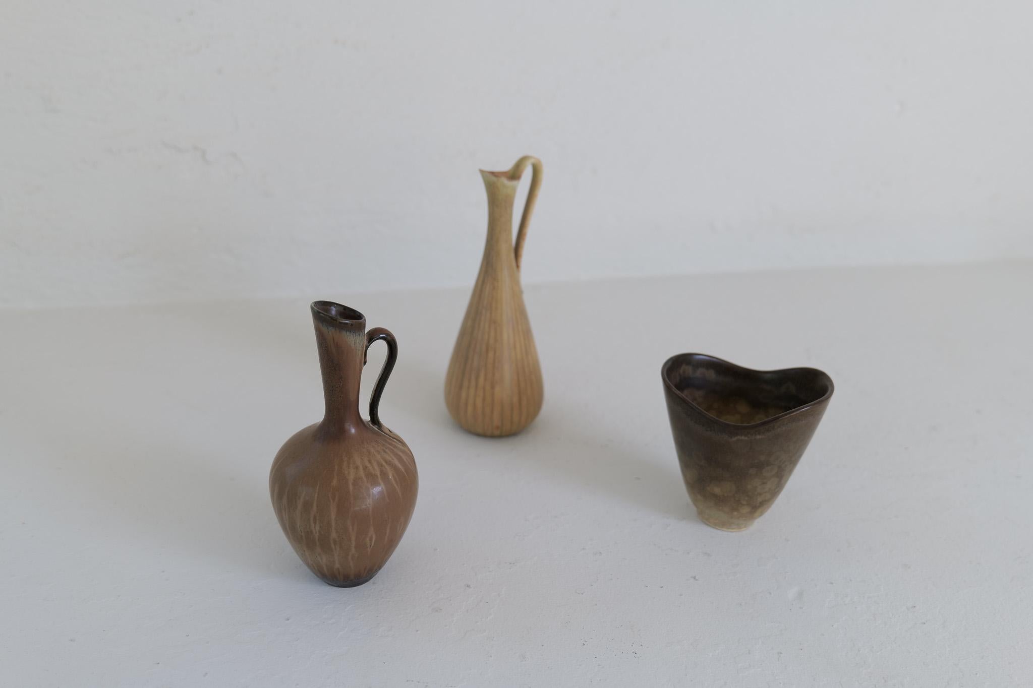 Colección de 3 Vasos de Cerámica de Gunnar Nylund Rörstrand Suecia, años 50 en venta 6