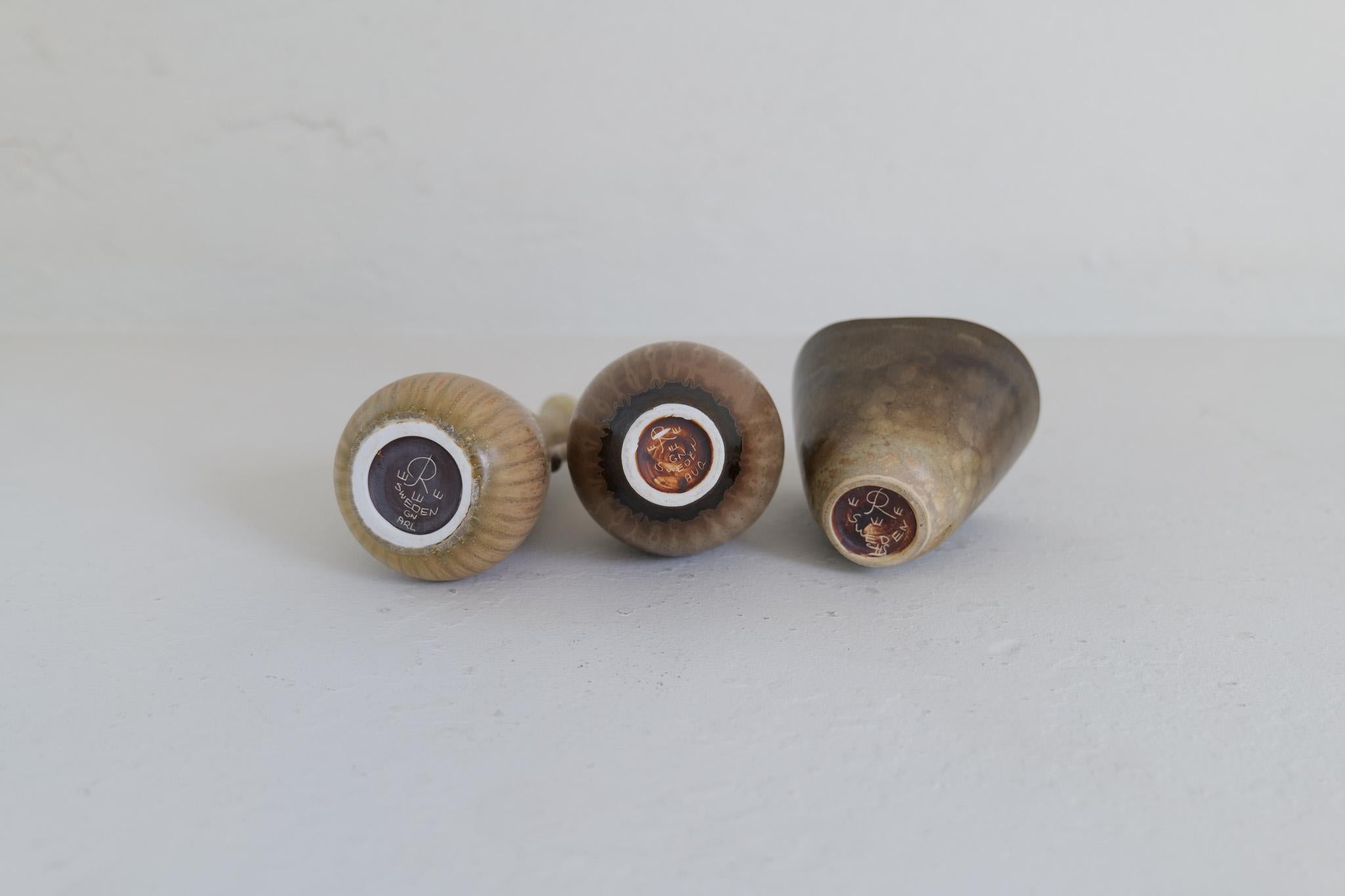 Colección de 3 Vasos de Cerámica de Gunnar Nylund Rörstrand Suecia, años 50 en venta 13