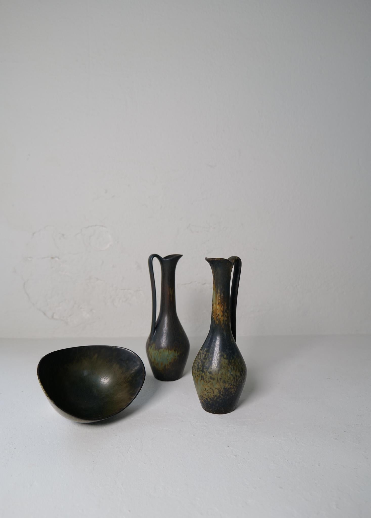 Colección de 3 Vasos de Cerámica de Gunnar Nylund Rörstrand Suecia, años 50 Cerámico en venta