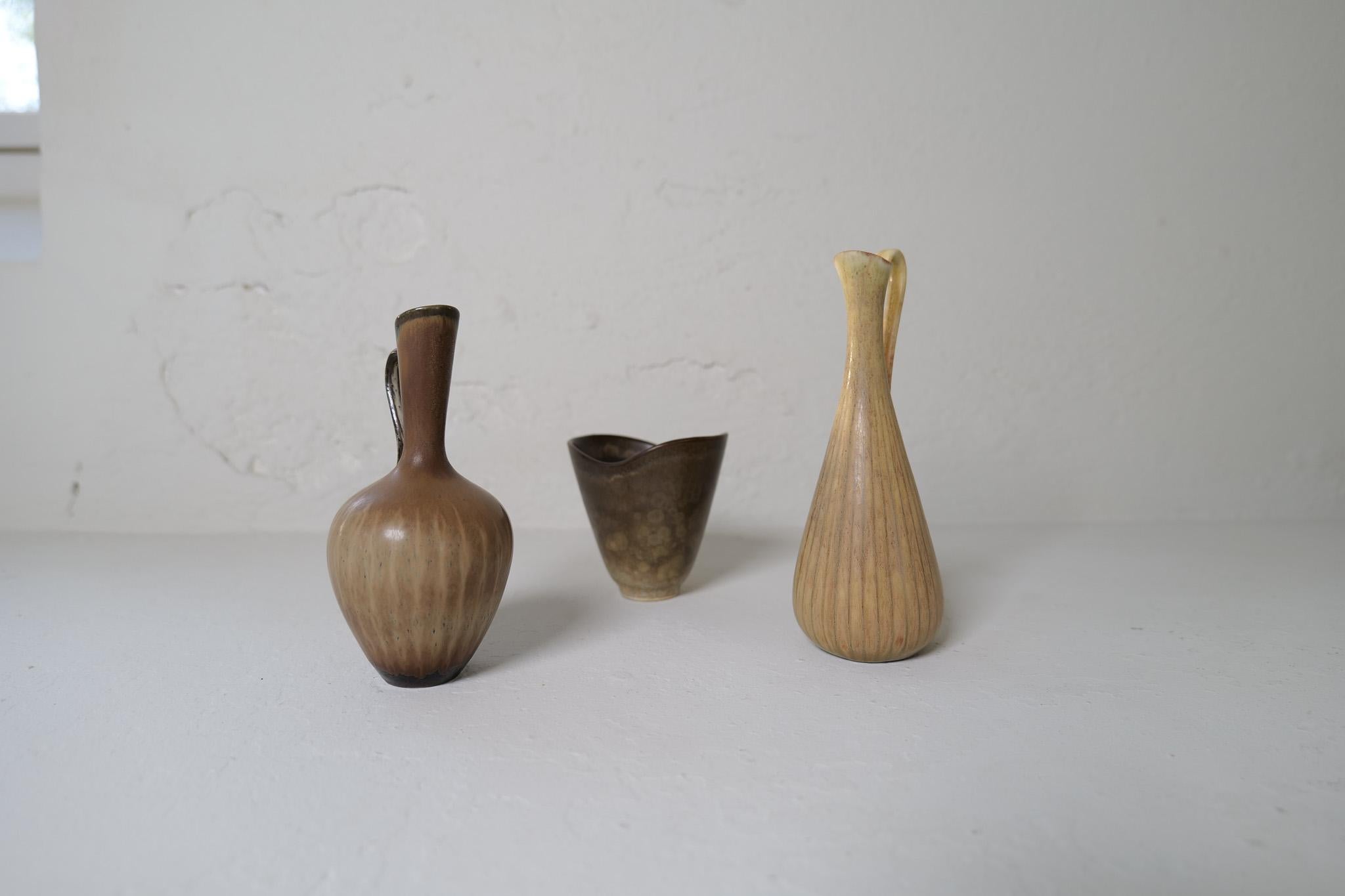 Colección de 3 Vasos de Cerámica de Gunnar Nylund Rörstrand Suecia, años 50 en venta 1