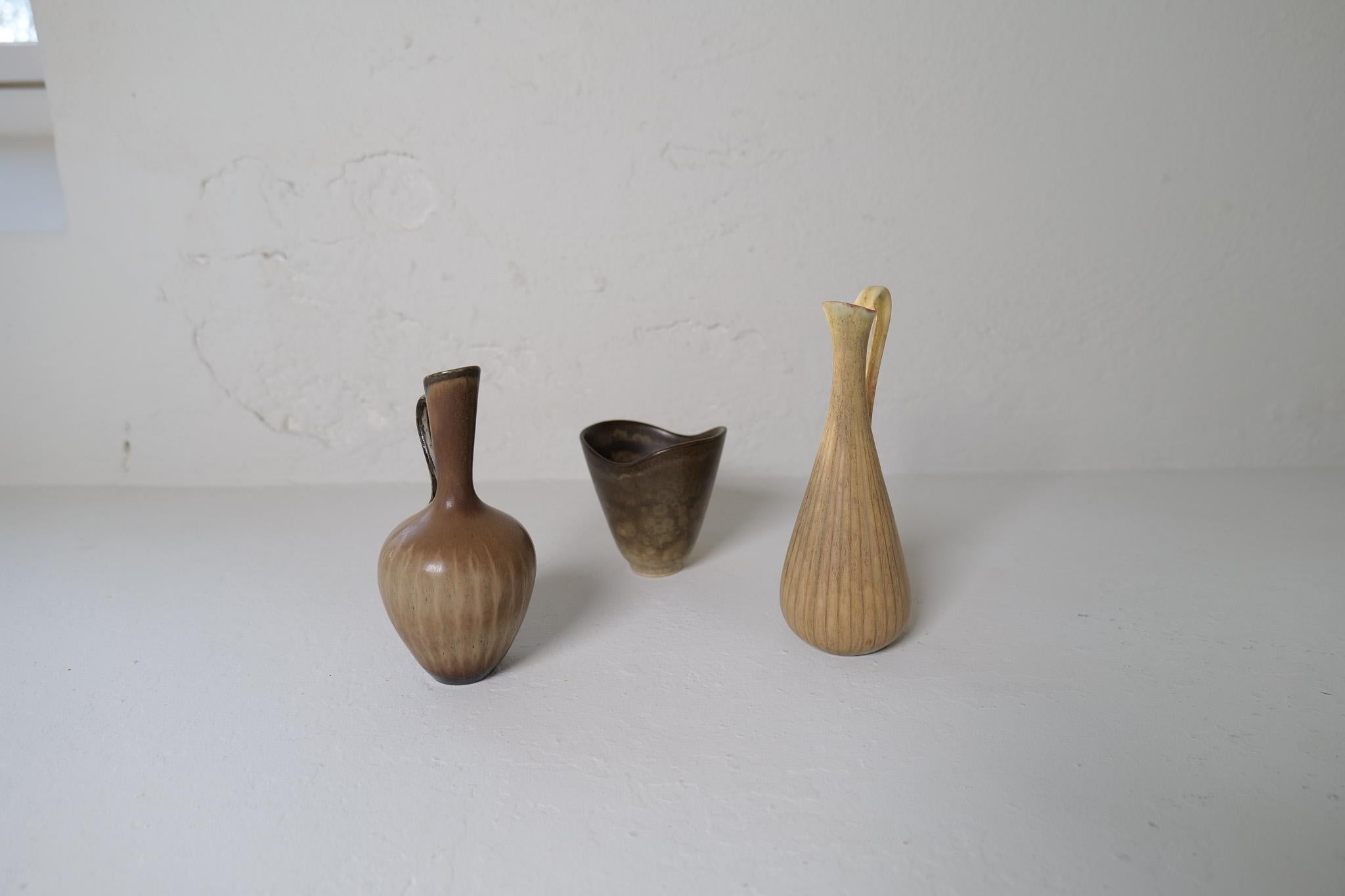 Colección de 3 Vasos de Cerámica de Gunnar Nylund Rörstrand Suecia, años 50 en venta 2