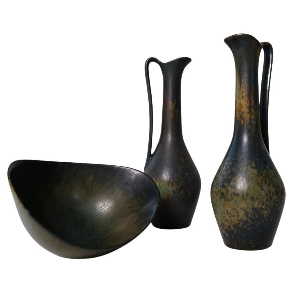 Collection of 3 Ceramic Vessels by Gunnar Nylund Rörstrand Sweden, 1950s