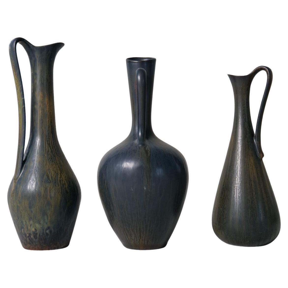 Collection of 3 Ceramic Vessels by Gunnar Nylund Rörstrand Sweden, 1950s