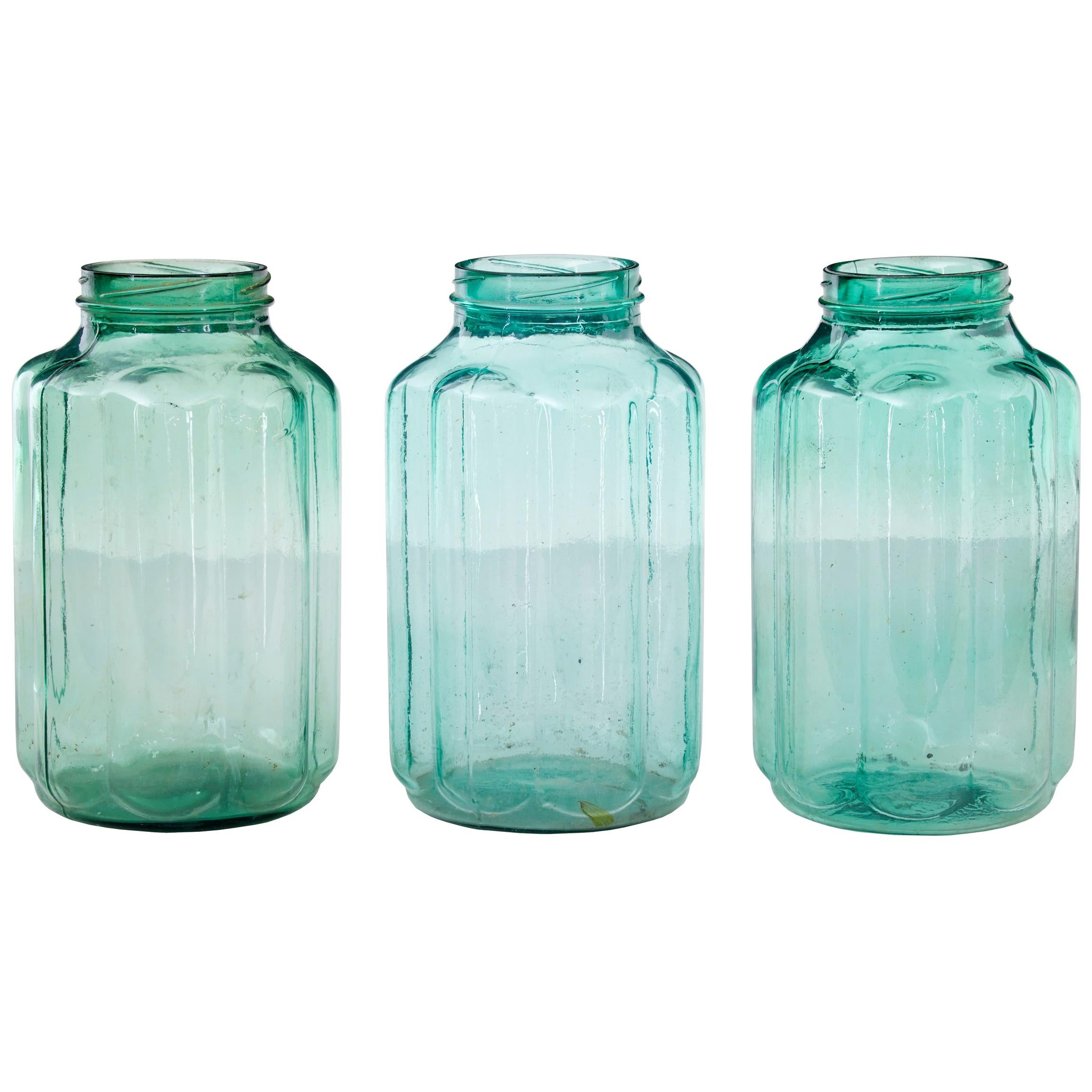 Set of Three 19th to Early 20th Century French Glass Specimen Jars with