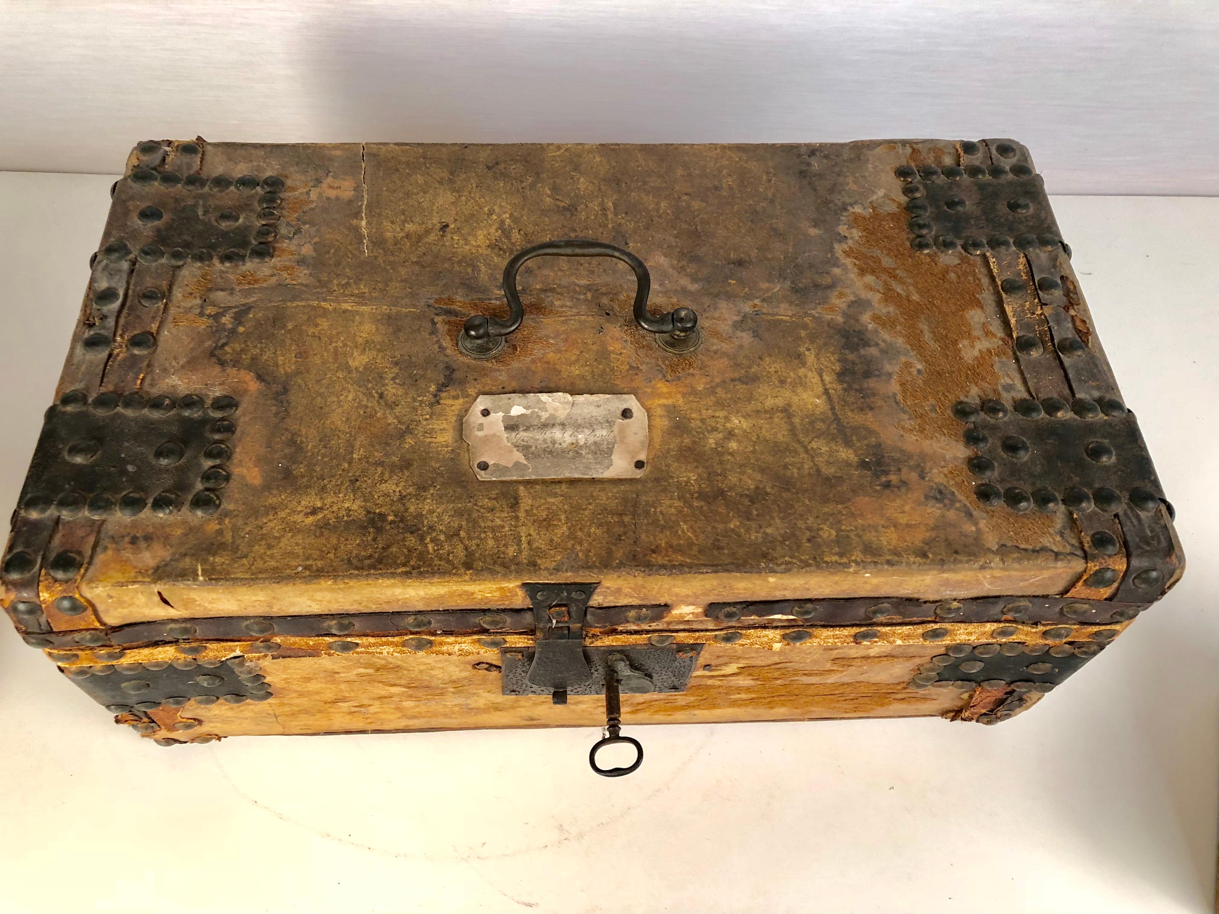 18th Century Collection of 3 Early Parchment Covered Boxes