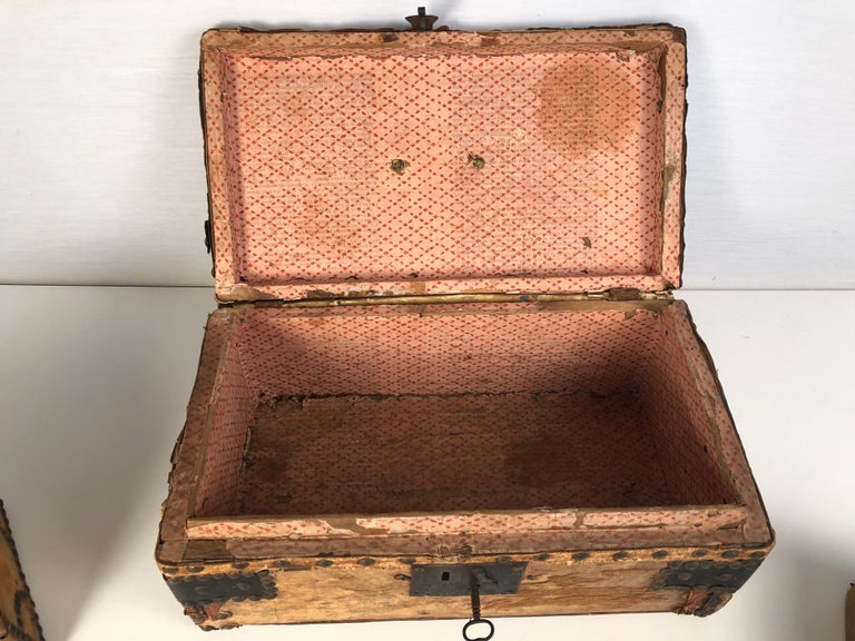 Collection of 3 Early Parchment Covered Boxes For Sale at 1stDibs