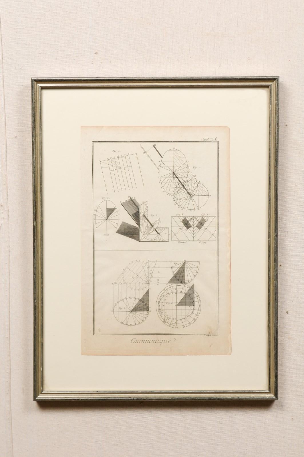 French Collection of 3 Framed 18th Century Bernard Direx Geometric Renderings