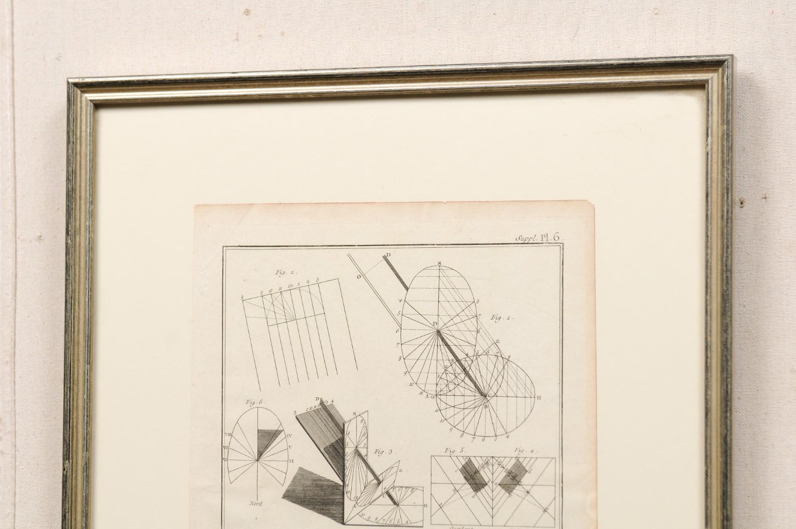 Collection of 3 Framed 18th Century Bernard Direx Geometric Renderings In Good Condition In Atlanta, GA
