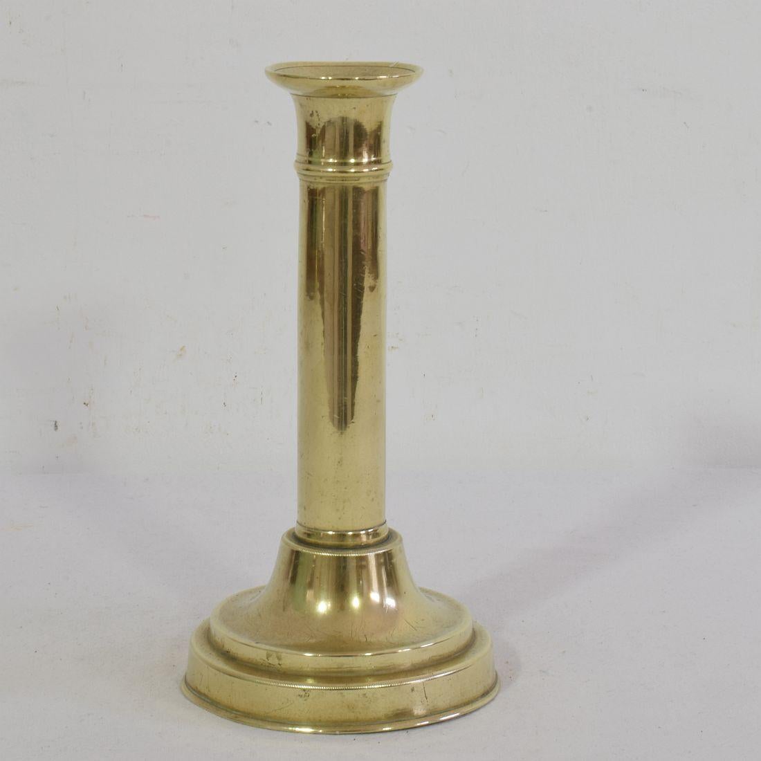 Collection of 3 French 19th Century Brass Bistro Push Up Candleholders For Sale 7