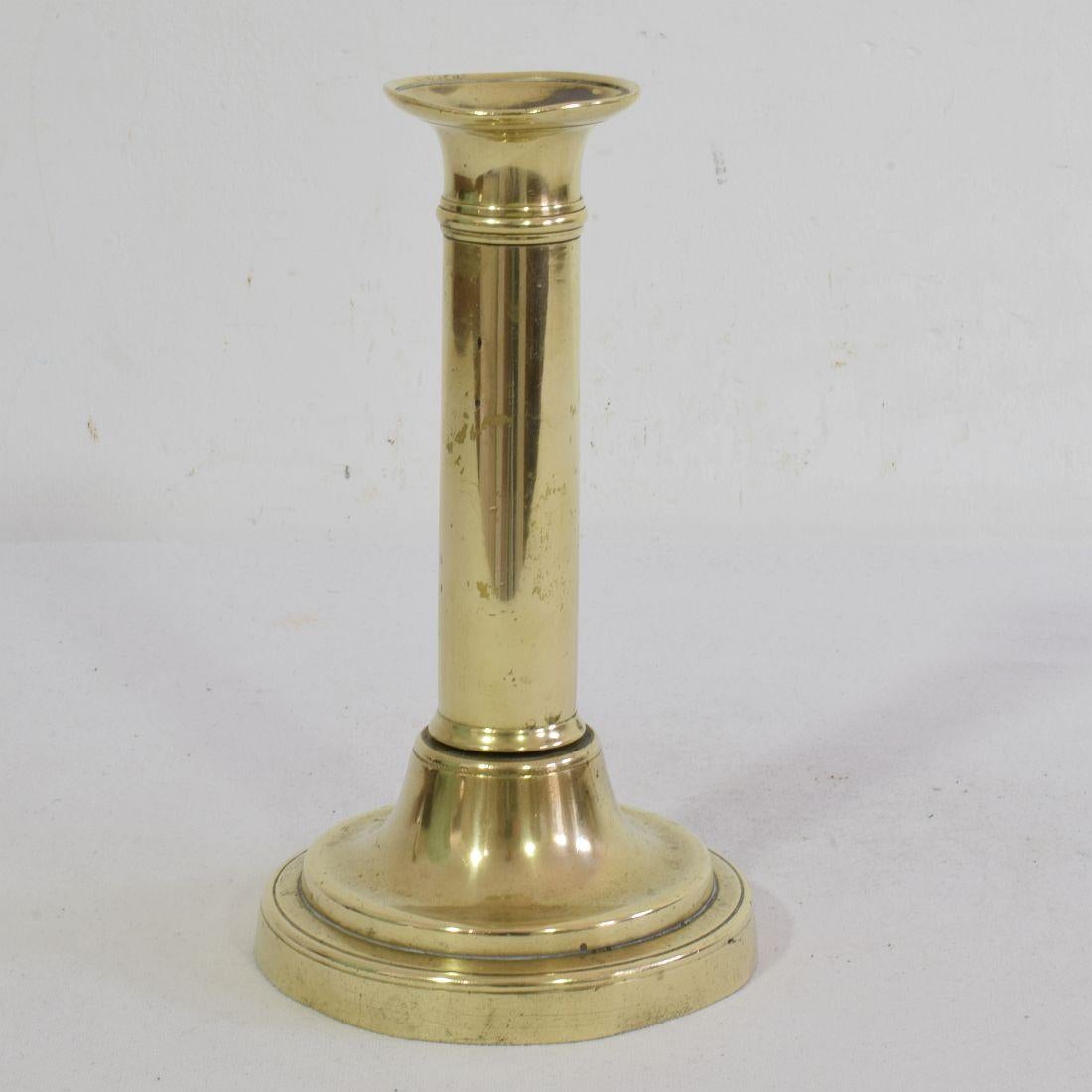 Collection of 3 French 19th Century Brass Bistro Push Up Candleholders For Sale 12