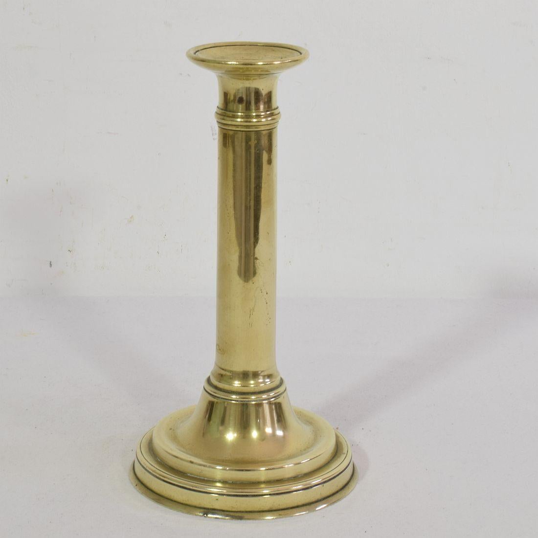 Collection of 3 French 19th Century Brass Bistro Push Up Candleholders For Sale 2
