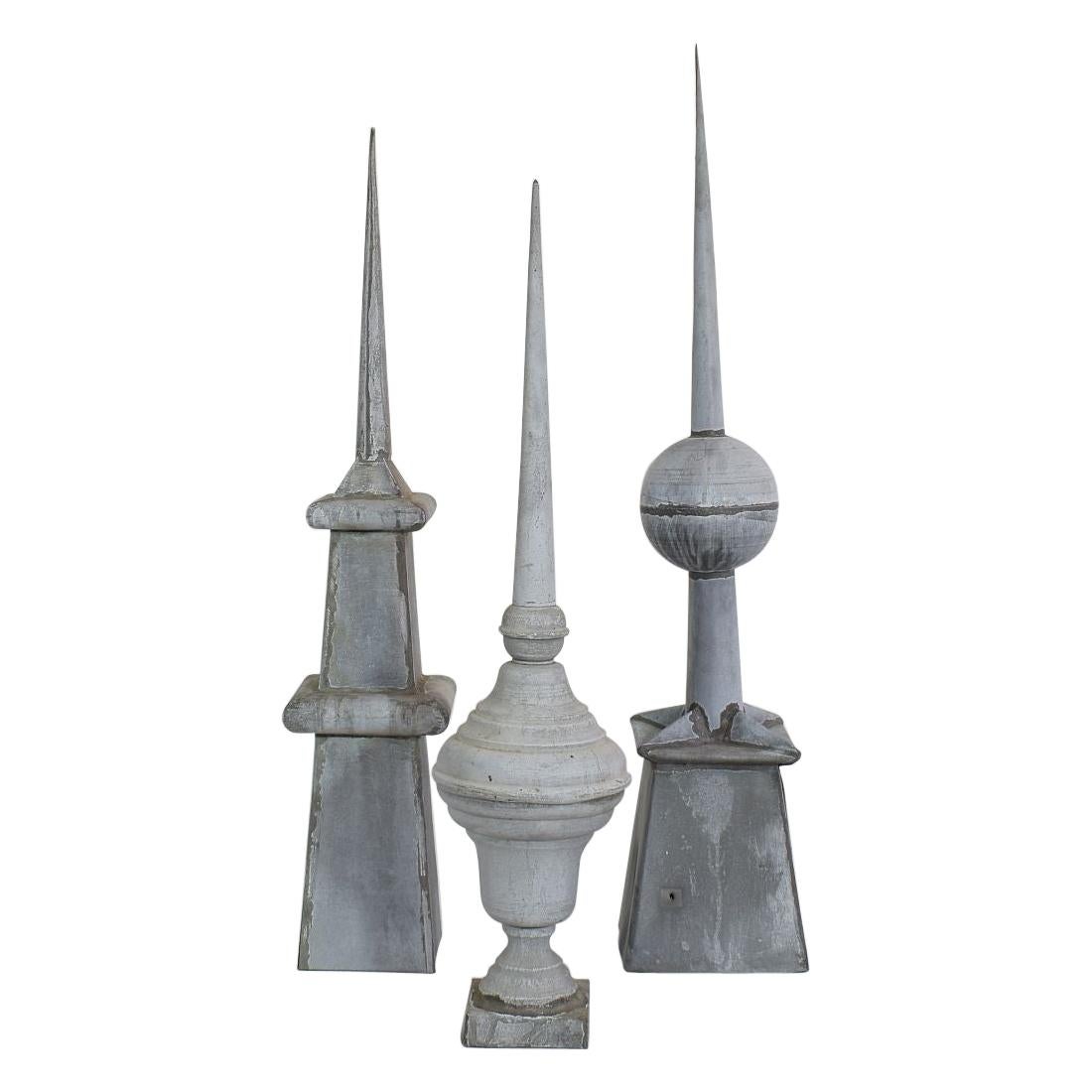 Collection of 3 French 19th Century Zinc Roof Finials