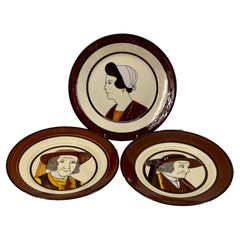Colección de 3 Platos de loza francesa HB Quimper Breton