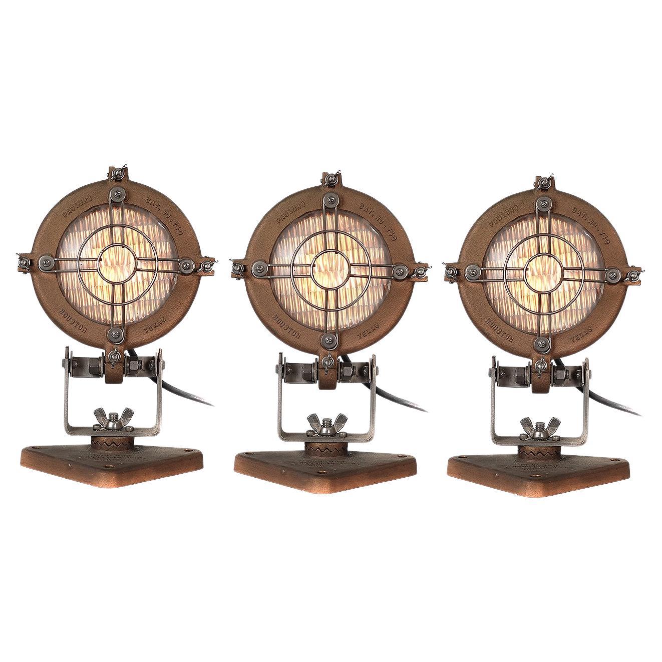 Collection of 3 Heavy Cast Brass Spot Lights