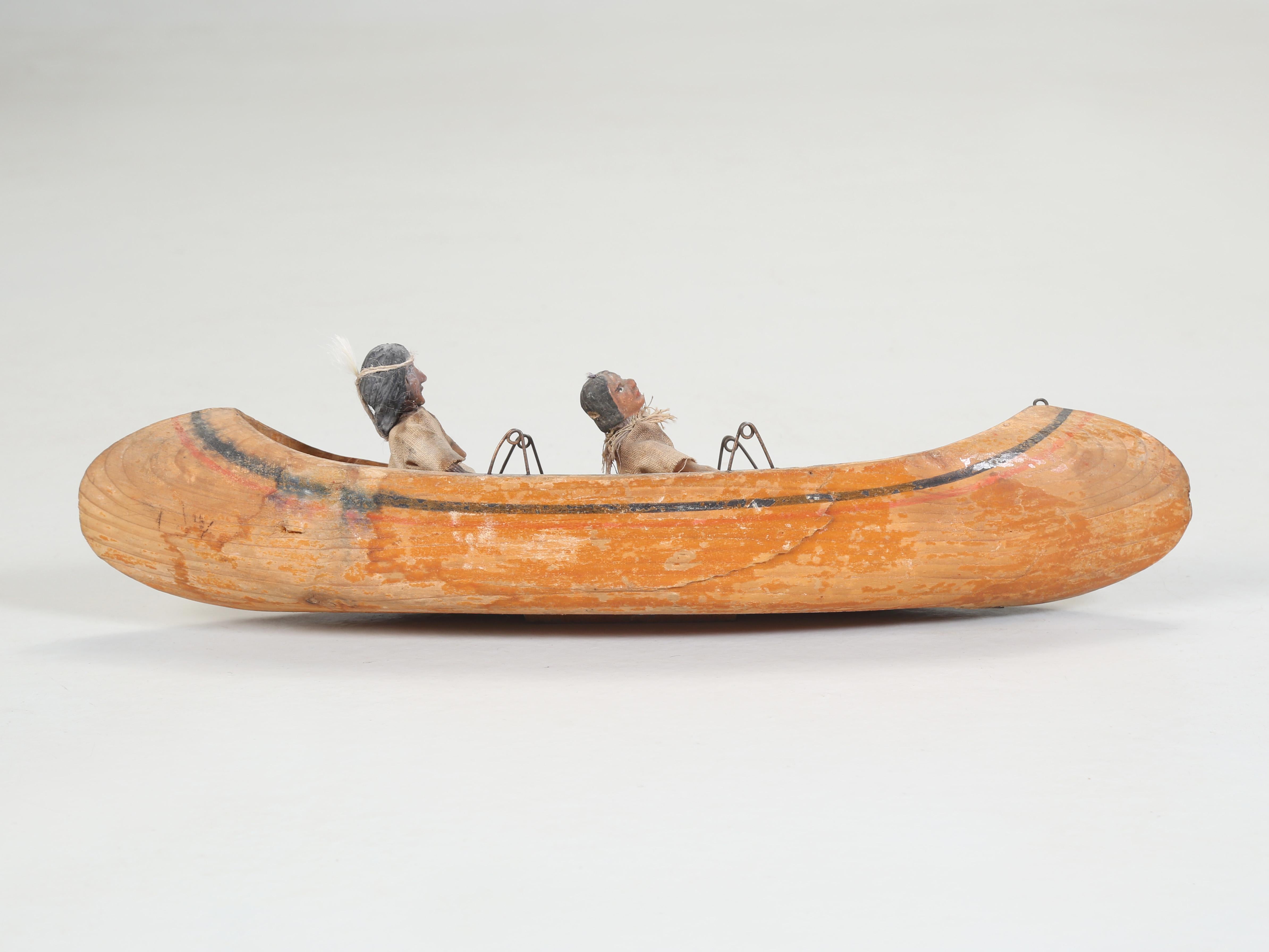 Hand-Carved Collection of (3) Native American Folk Art Canoes  For Sale