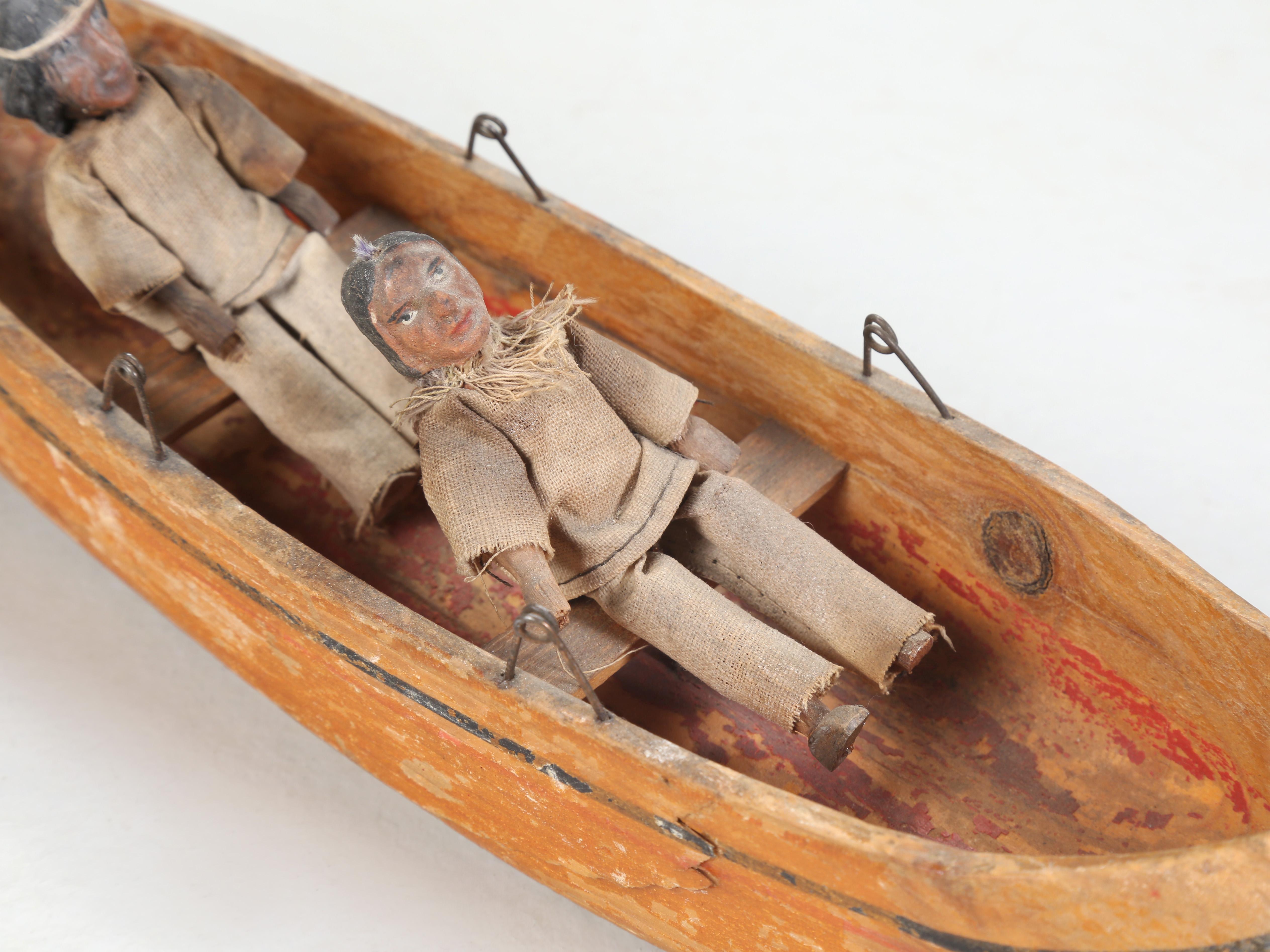 Wood Collection of (3) Native American Folk Art Canoes  For Sale