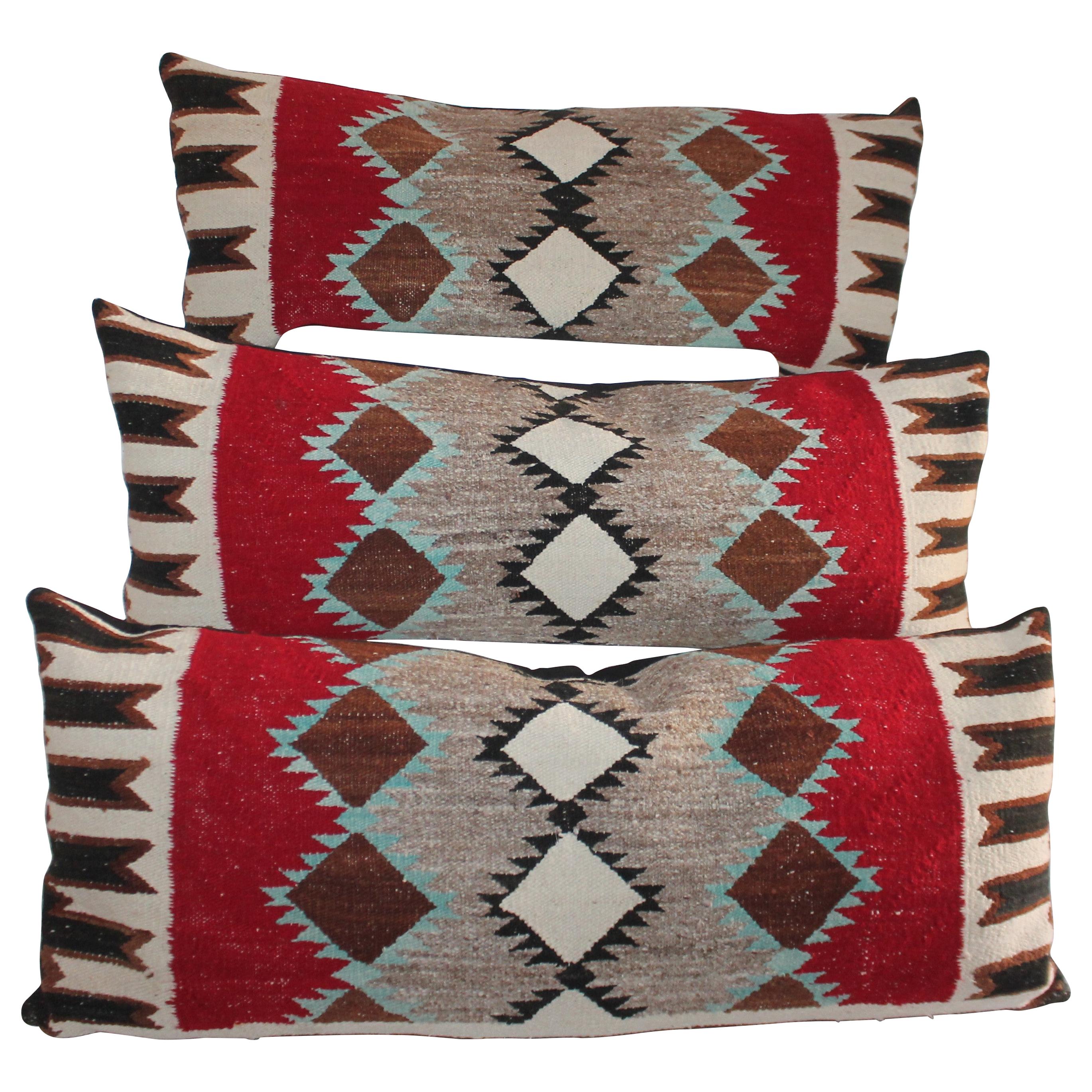 Collection of 3 Navajo Indian Weaving Bolster Pillows