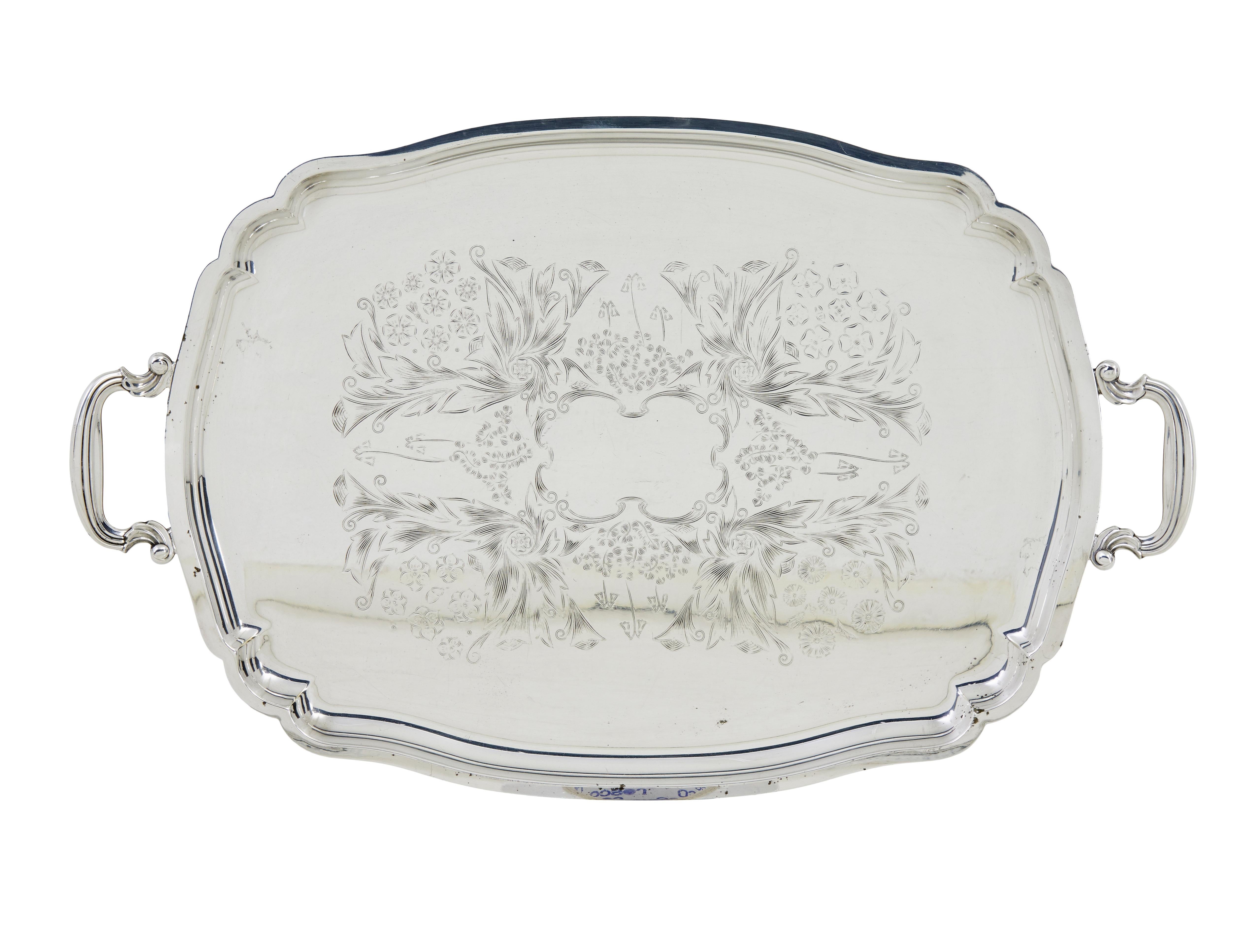 Swedish Collection of 3 silver plate ornate trays For Sale