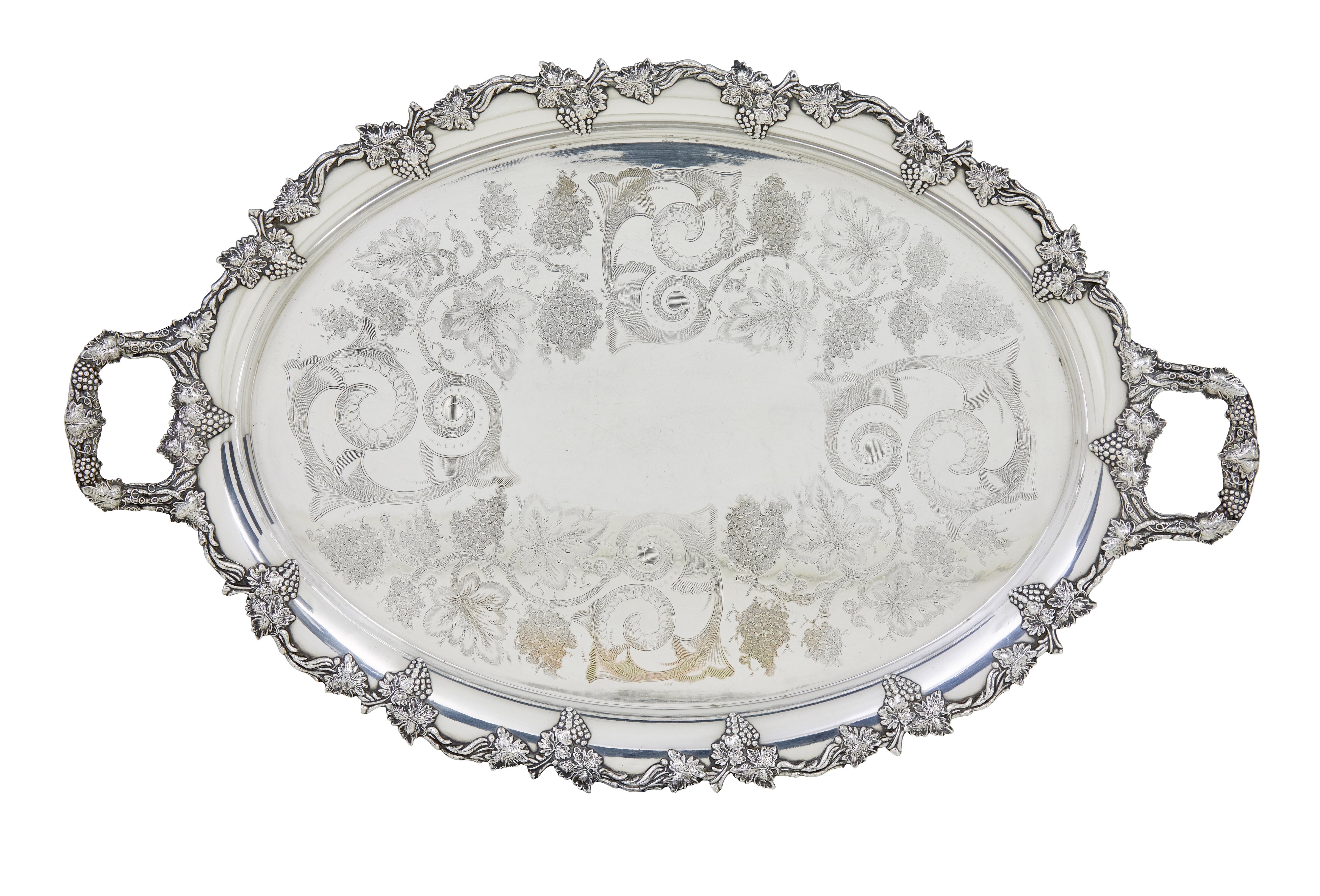 Collection of 3 silver plate ornate trays In Fair Condition For Sale In Debenham, Suffolk