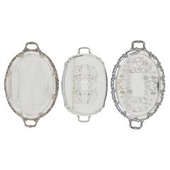 Collection of 3 silver plate ornate trays