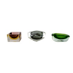 Collection of 3 "Sommerso" Murano Bowls in Mouth Blown Art Glass, 1960s