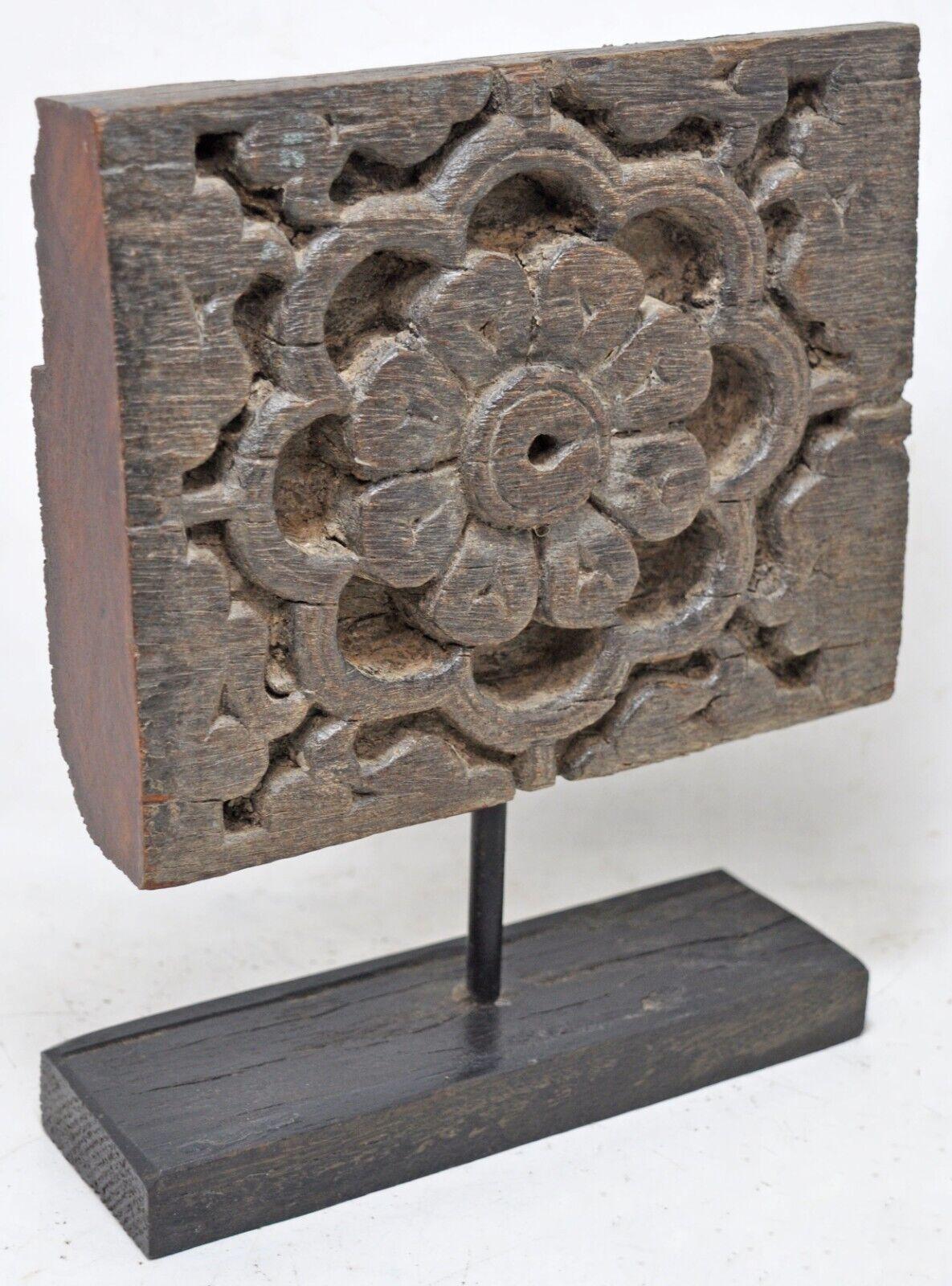 Hand-Carved Collection of 3 South Asian Antique Architectural Fragments on Stands For Sale