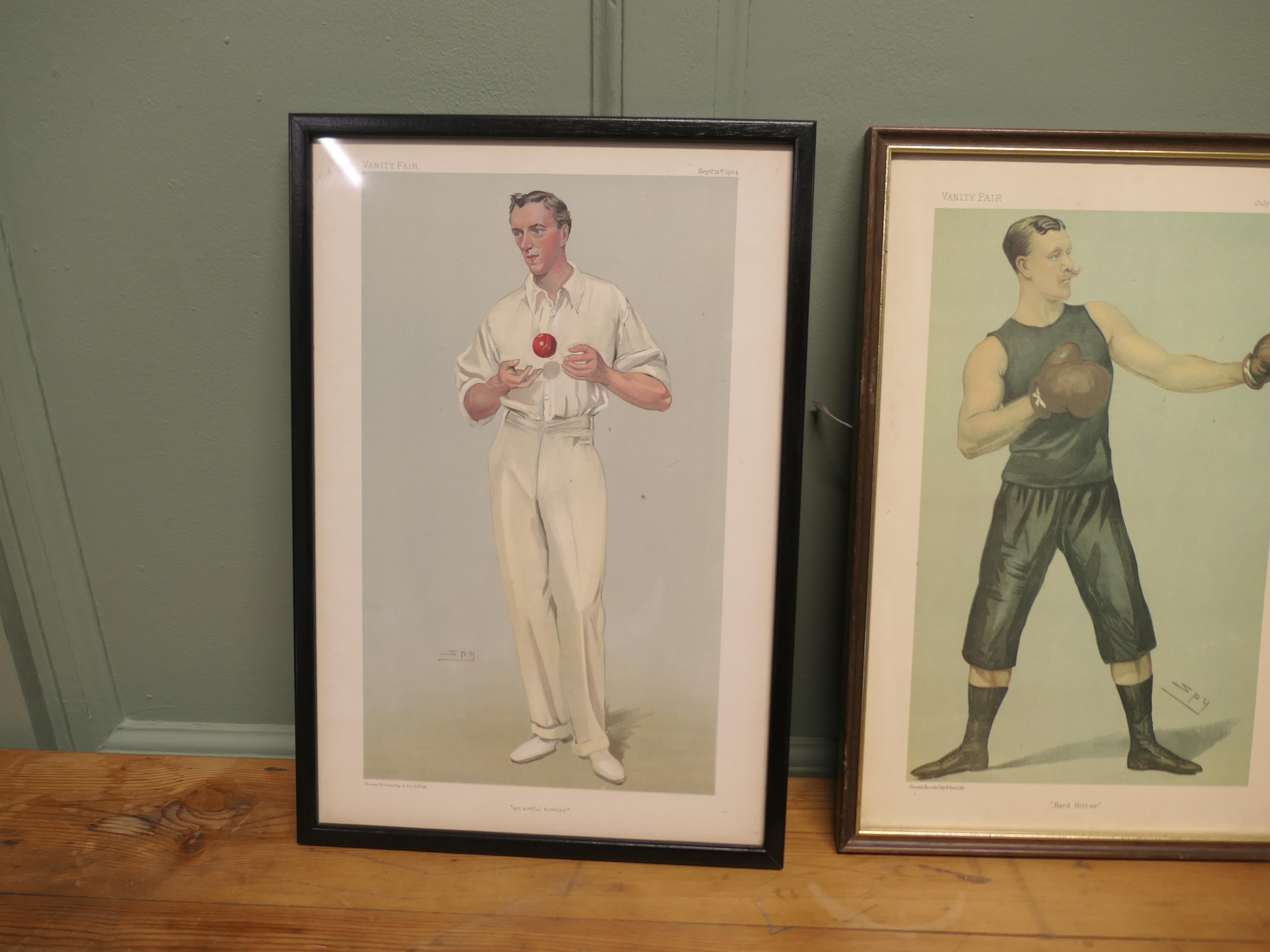 Folk Art Collection of 3 Vanity Fair Sport Themed “Spy” Prints A rare collection For Sale