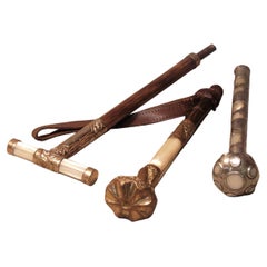 Colección de 3 Asas de Sombrilla Victorianas de Plata y Oro