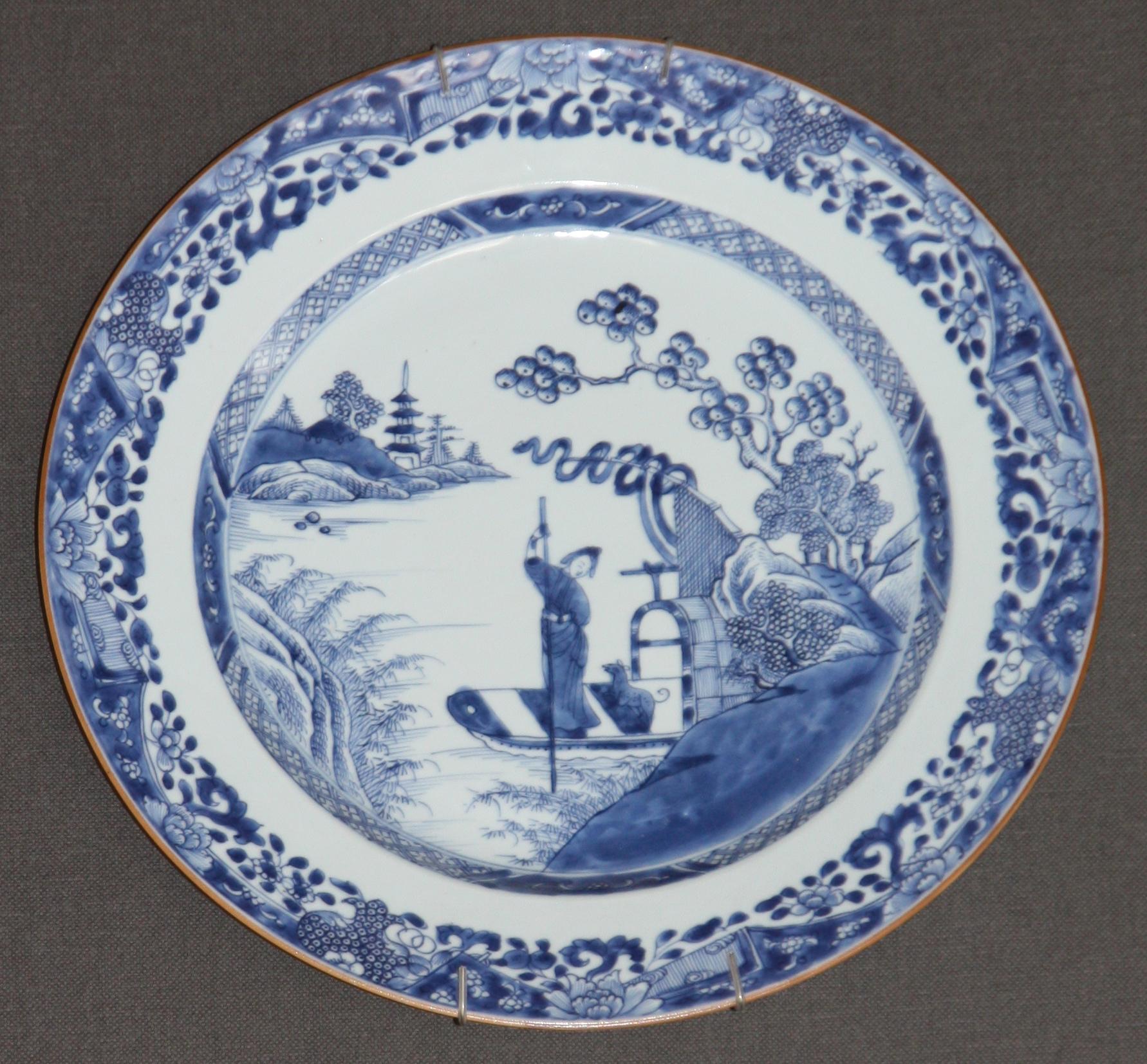 Sammlung von 31 handbemalten blauen und weißen Porzellantellern (Asiatisch)
