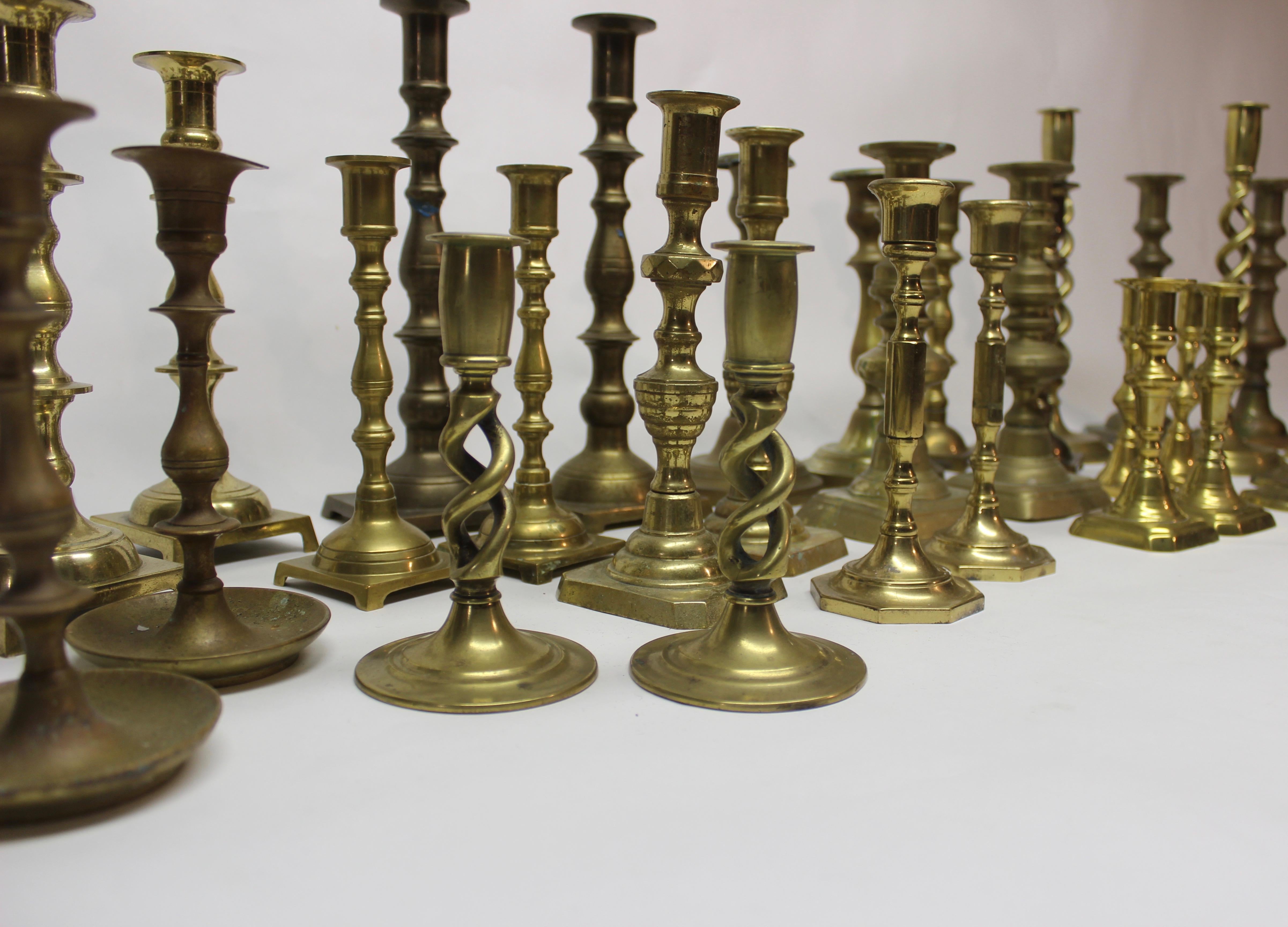 Collection of 32 Vintage and Antique Brass Candlesticks 2