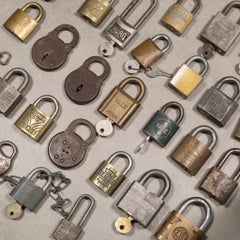 Collection of 33 Antique Bronze and Brass Padlocks C.1910-1940