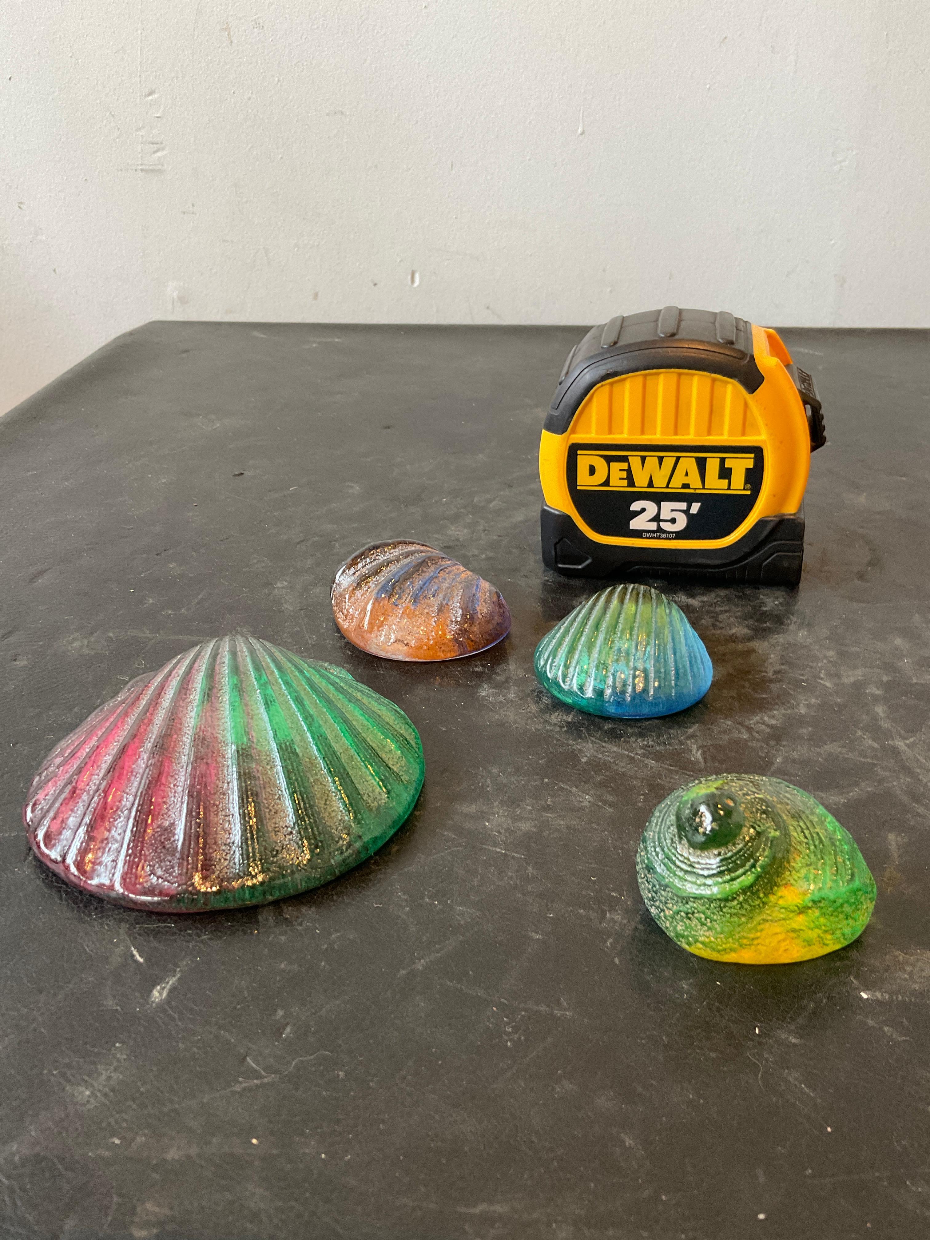 Collection Of  34 Iridescent Glass Shells For Sale 5