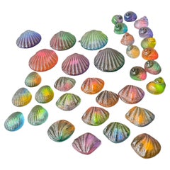 Collection Of  34 Iridescent Glass Shells